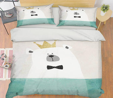 3D White Bear Crown 154 Bed Pillowcases Quilt Wallpaper AJ Wallpaper 