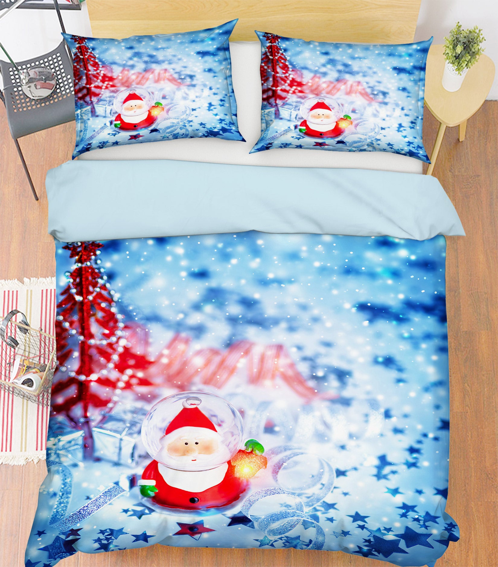 3D Santa Claus Ornaments 52120 Christmas Quilt Duvet Cover Xmas Bed Pillowcases