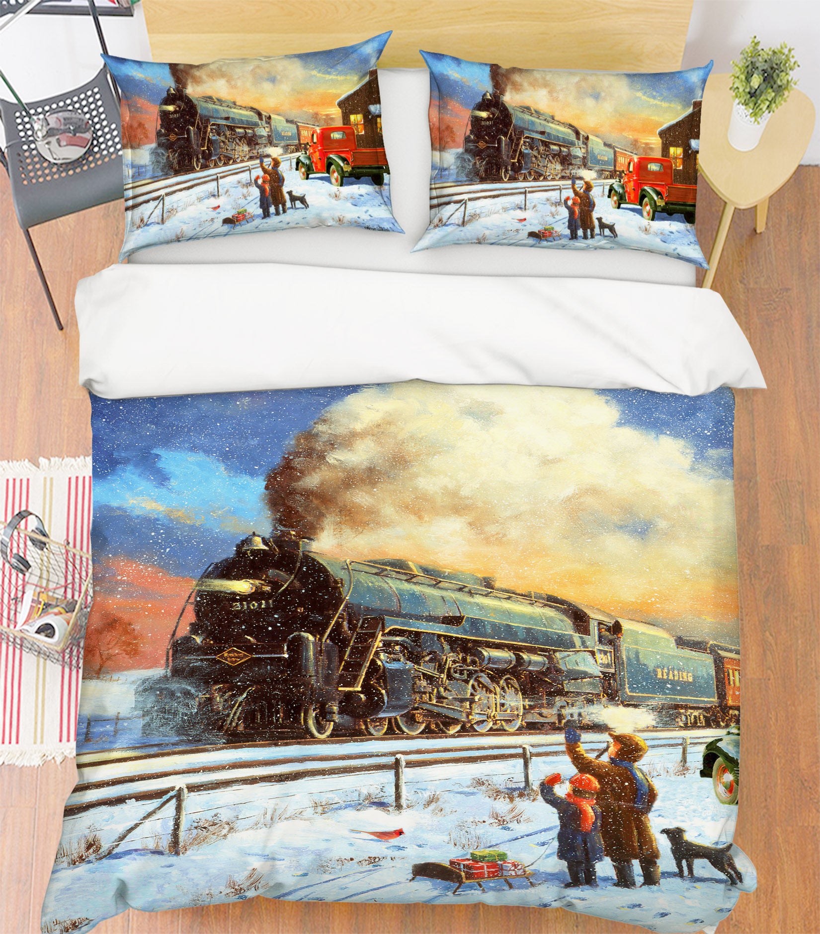 3D Train 12523 Kevin Walsh Bedding Bed Pillowcases Quilt