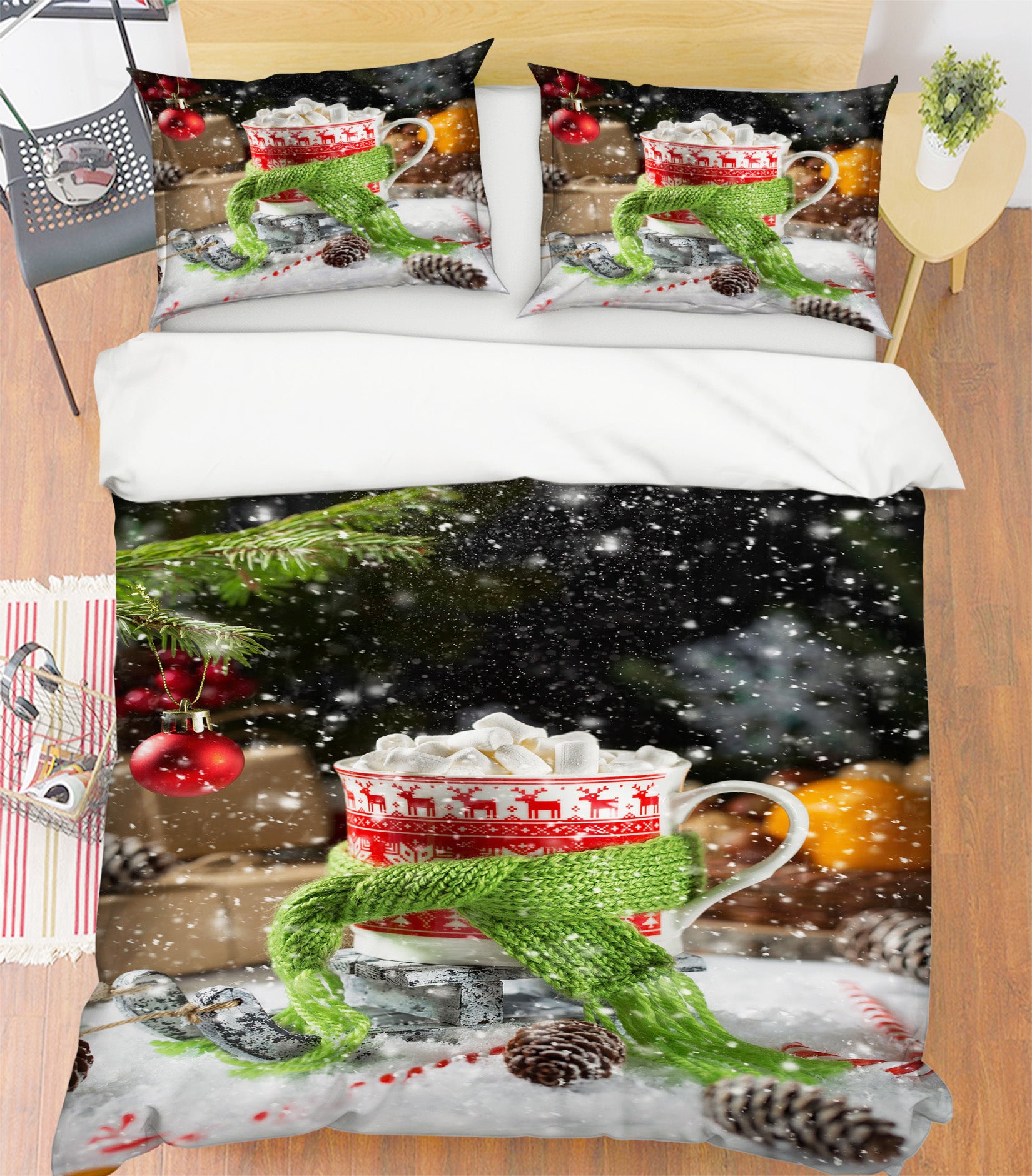 3D Cup Scarf 53030 Christmas Quilt Duvet Cover Xmas Bed Pillowcases