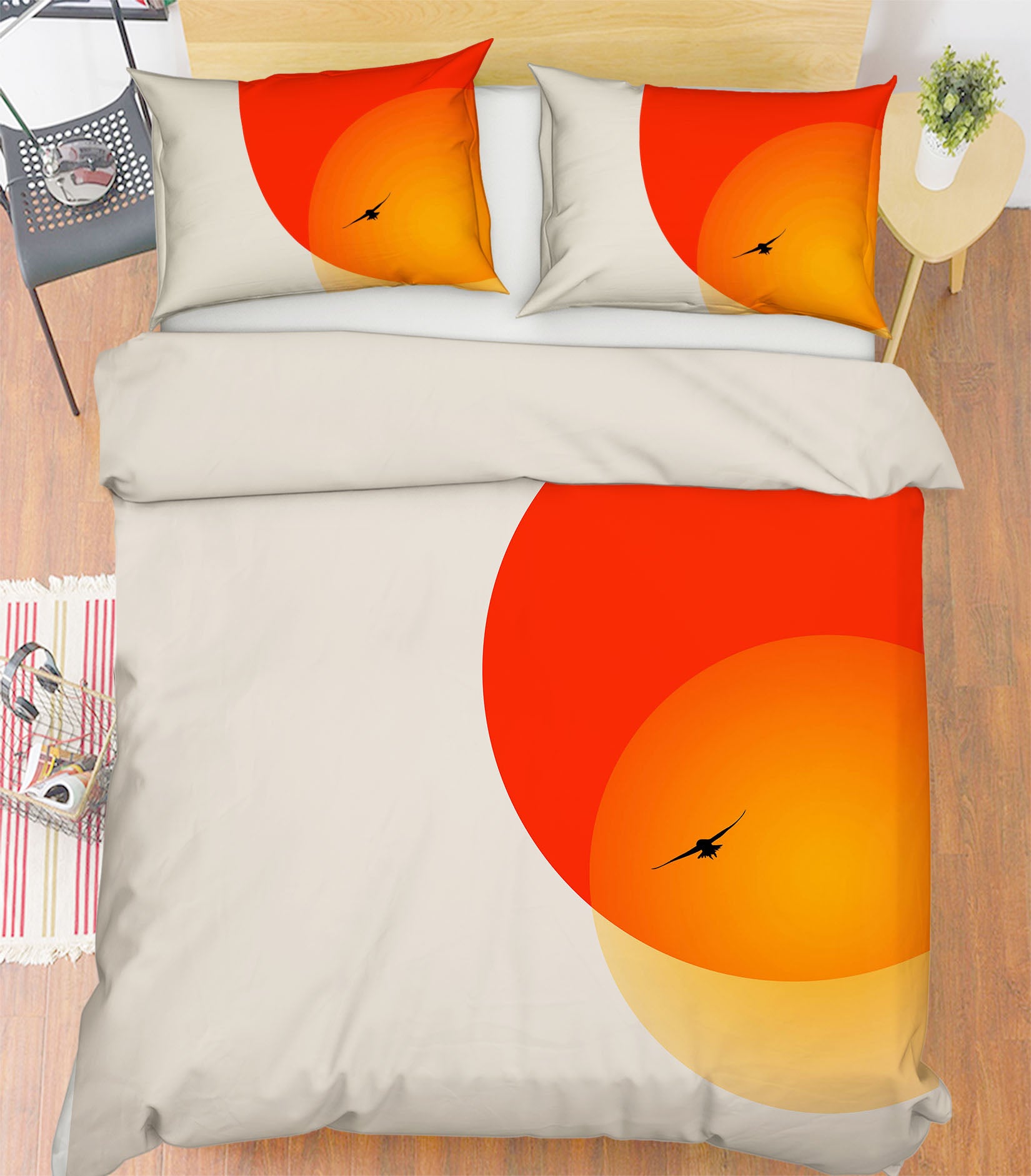 3D Red Sun Bird 151 Boris Draschoff Bedding Bed Pillowcases Quilt