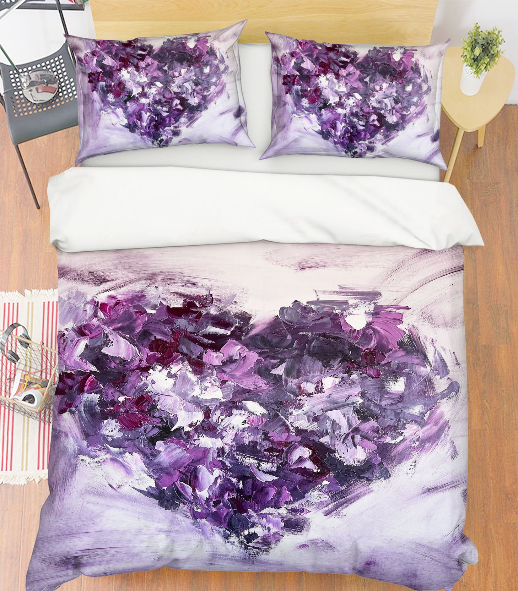 3D Purple Heart 3801 Skromova Marina Bedding Bed Pillowcases Quilt Cover Duvet Cover