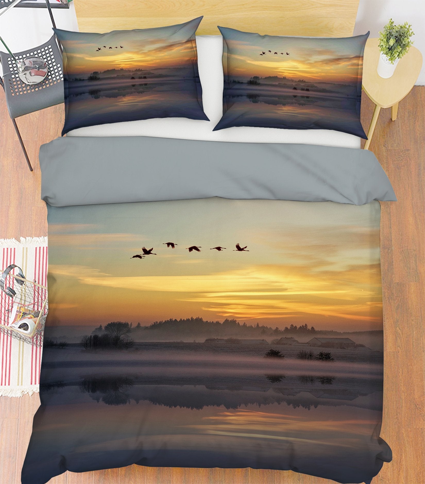 3D Sunset Bird 1996 Bed Pillowcases Quilt Quiet Covers AJ Creativity Home 