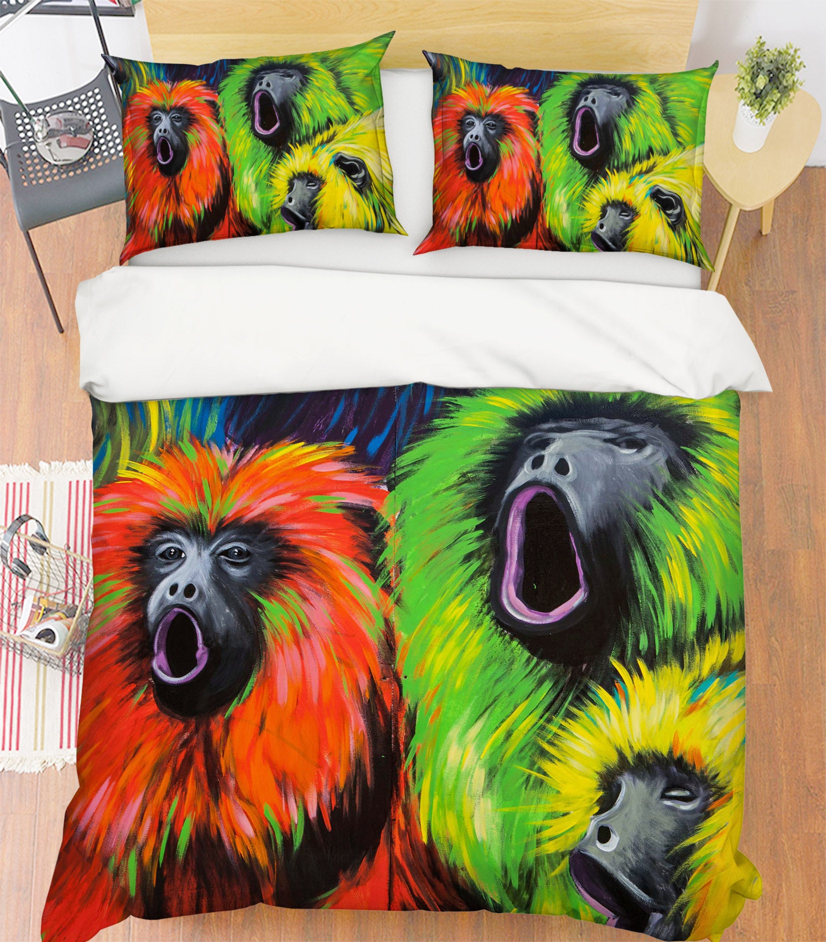 3D Color Monkey 139 Bed Pillowcases Quilt