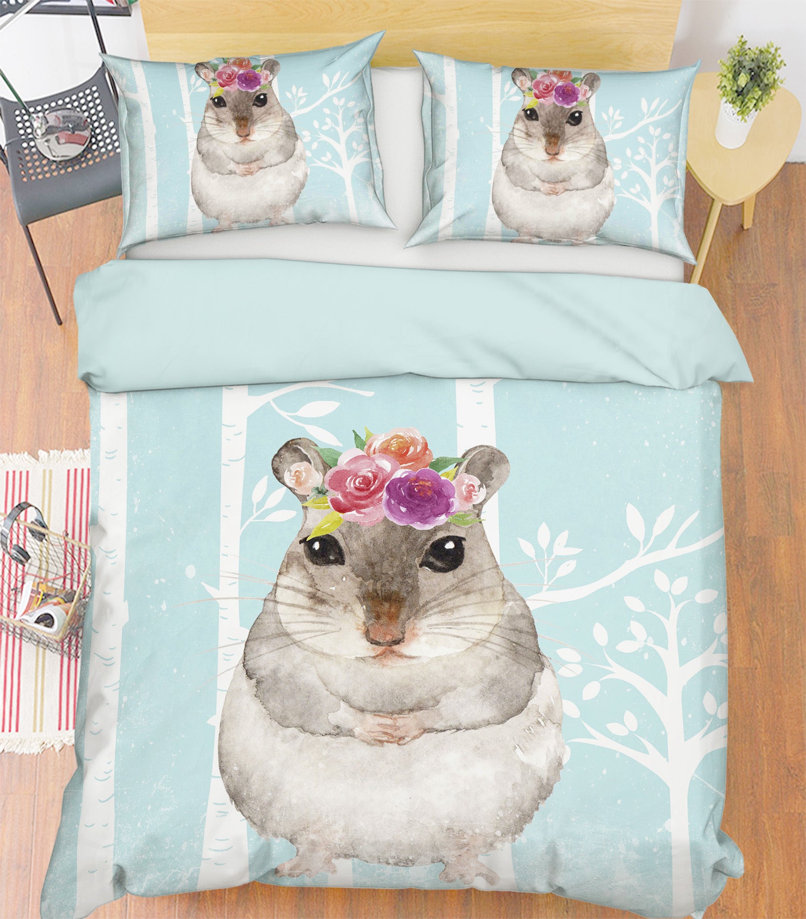 3D Squirrel Flower 251 Uta Naumann Bedding Bed Pillowcases Quilt