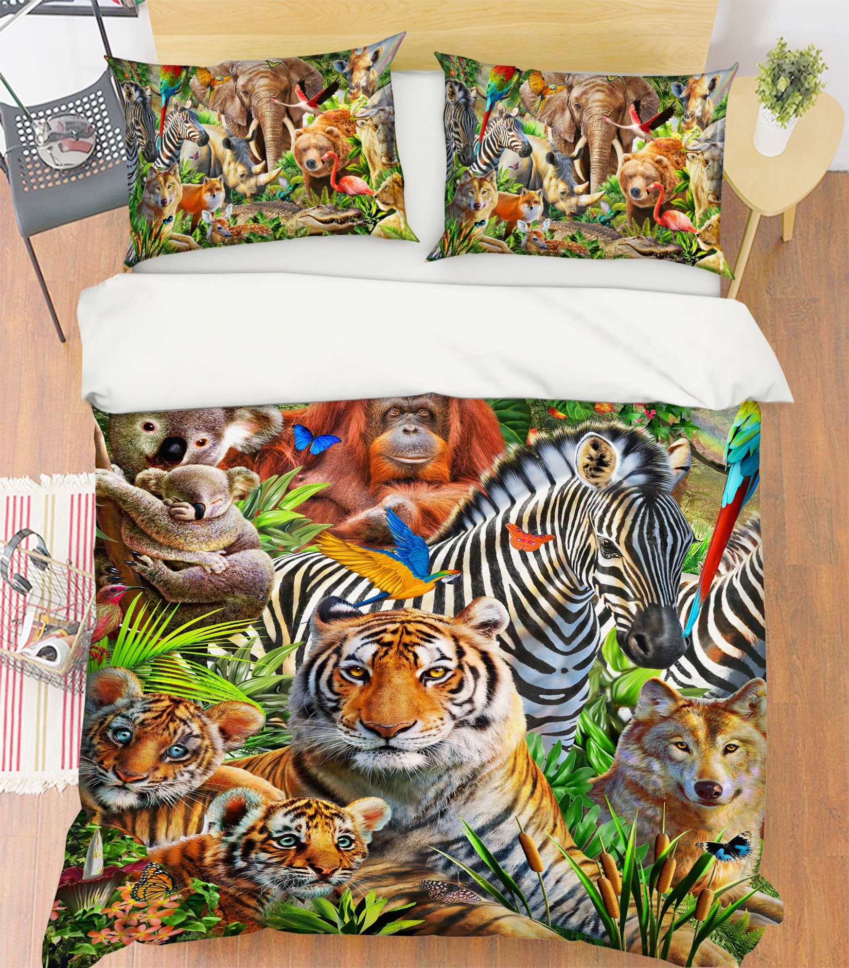 3D Animal World 2130 Adrian Chesterman Bedding Bed Pillowcases Quilt Quiet Covers AJ Creativity Home 