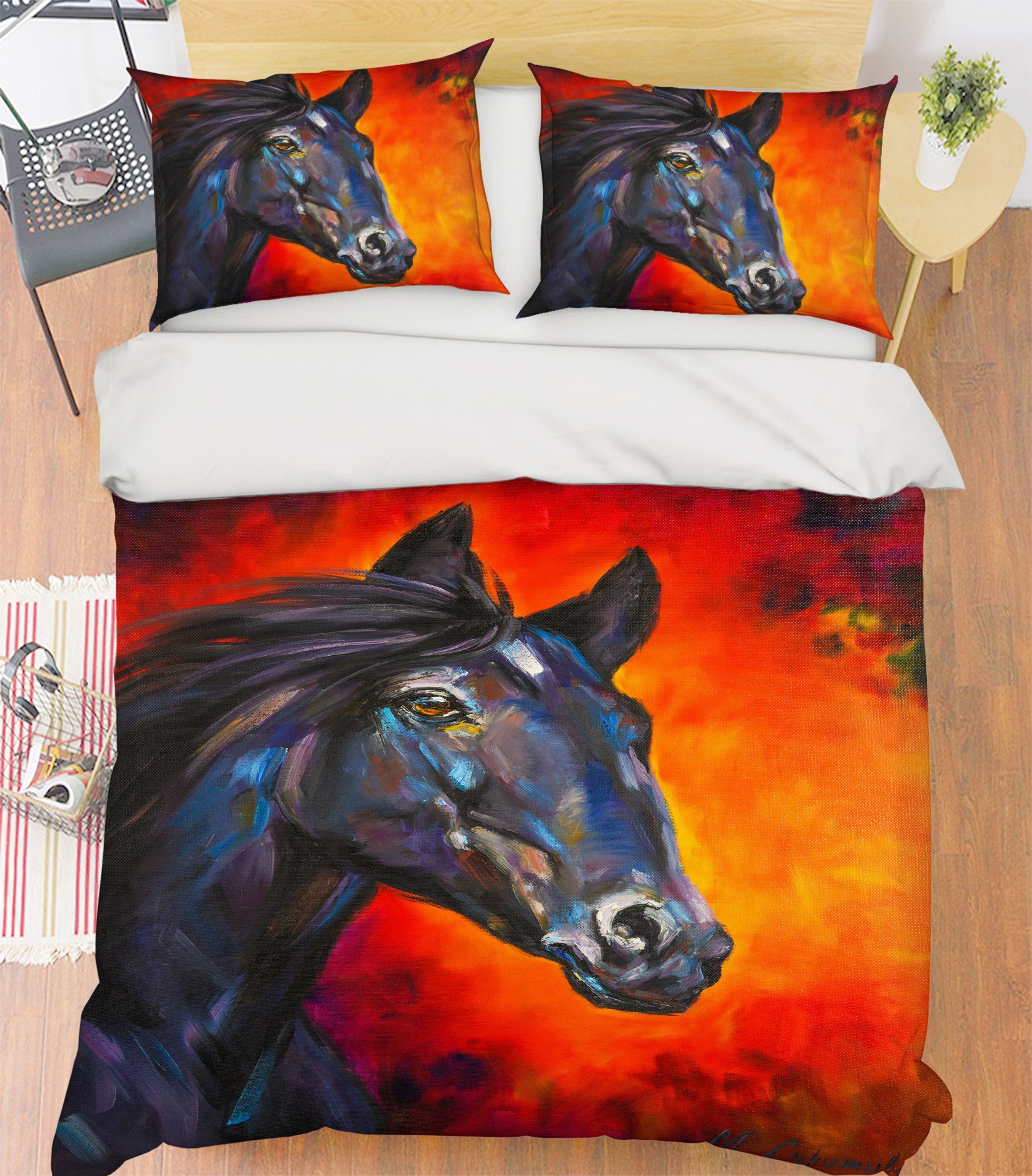 3D Black Horse 422 Skromova Marina Bedding Bed Pillowcases Quilt
