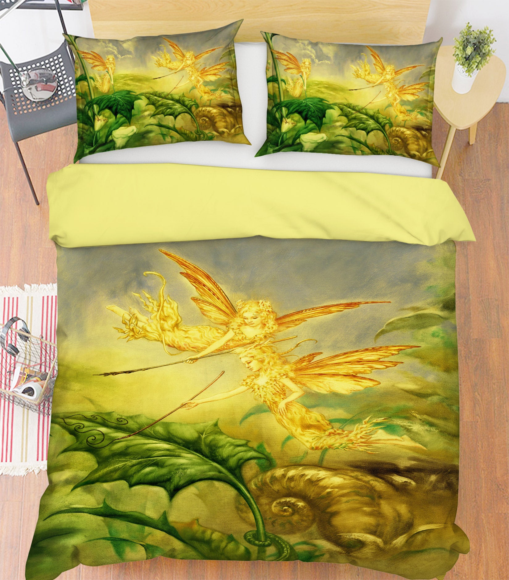 3D Golden Elf Leaves 7015 Ciruelo Bedding Bed Pillowcases Quilt