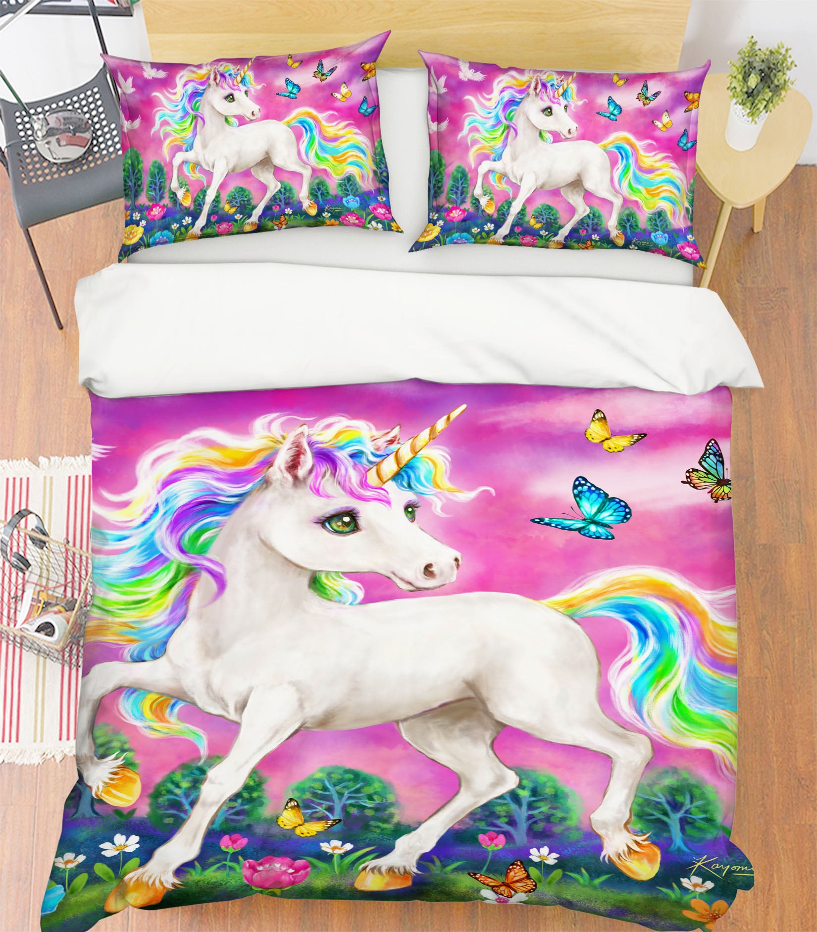 3D Unicorn Butterfly 5872 Kayomi Harai Bedding Bed Pillowcases Quilt Cover Duvet Cover