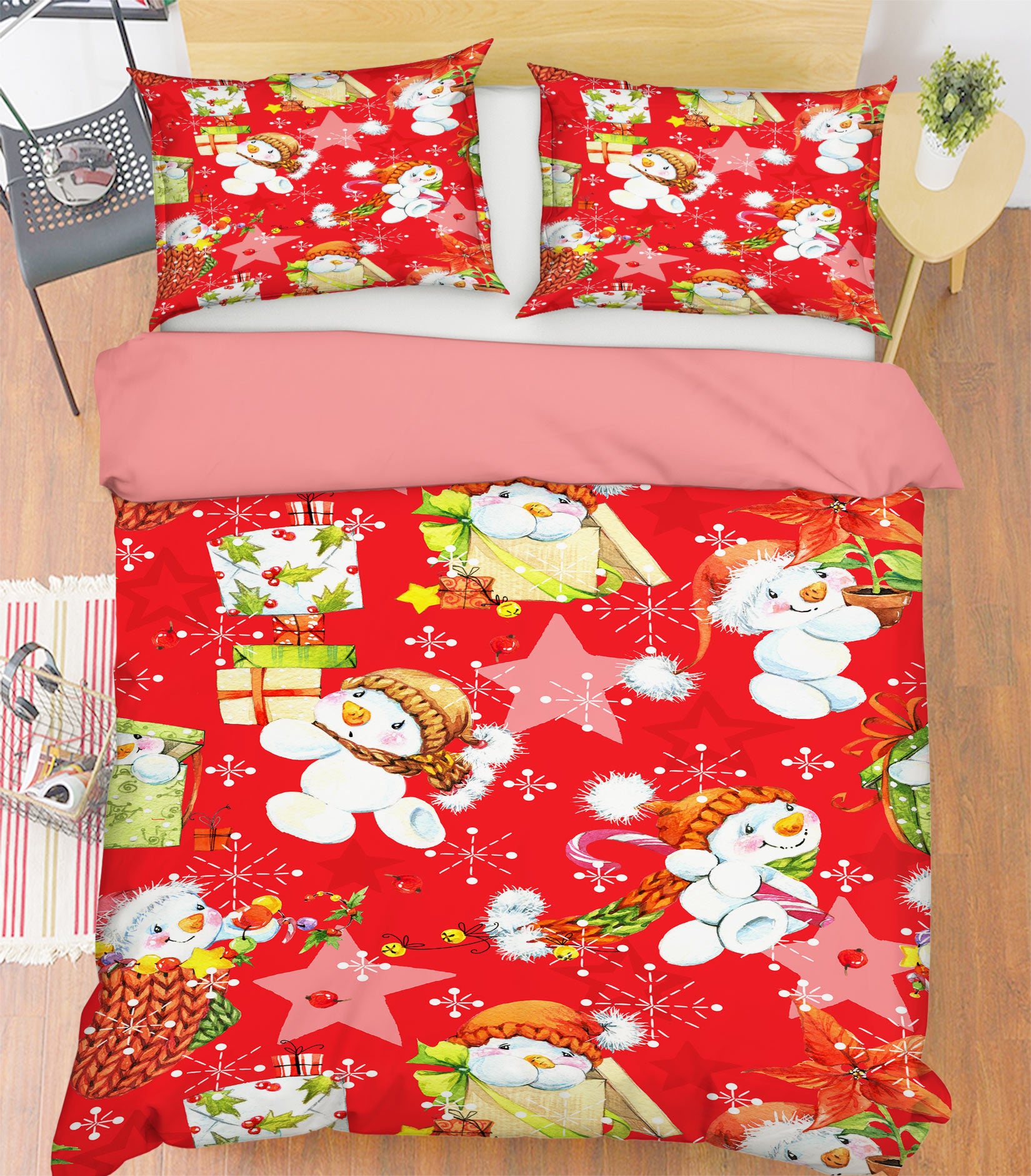 3D Snowman Doll 52132 Christmas Quilt Duvet Cover Xmas Bed Pillowcases