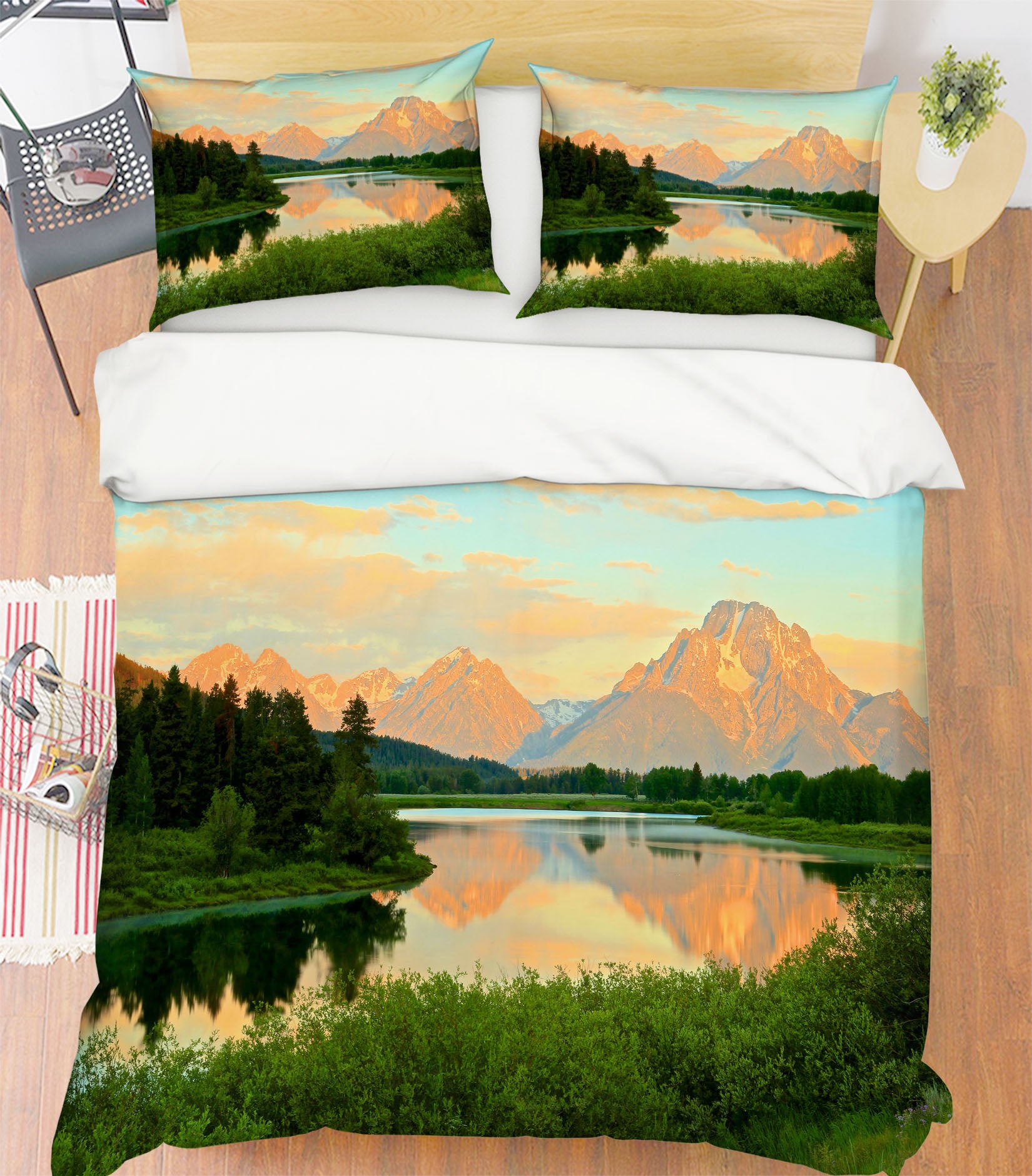 3D Mountain River Grass Tree 8682 Kathy Barefield Bedding Bed Pillowcases Quilt