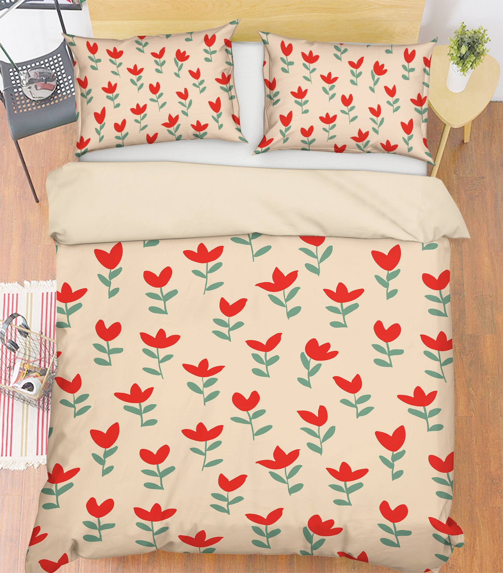 3D Cartoon Red Flower 109148 Kashmira Jayaprakash Bedding Bed Pillowcases Quilt