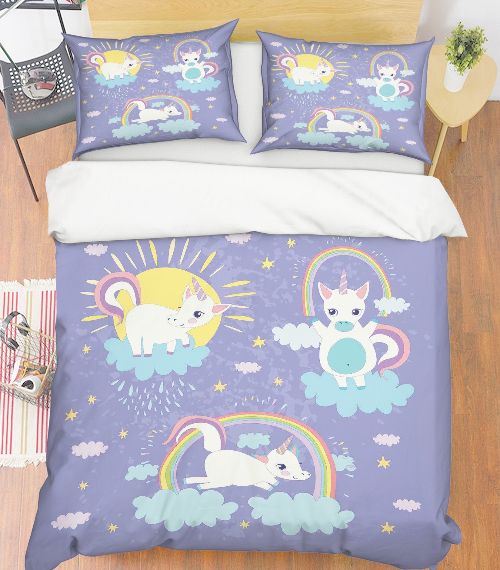 3D Unicorn Rainbow 112 Bed Pillowcases Quilt Wallpaper AJ Wallpaper 