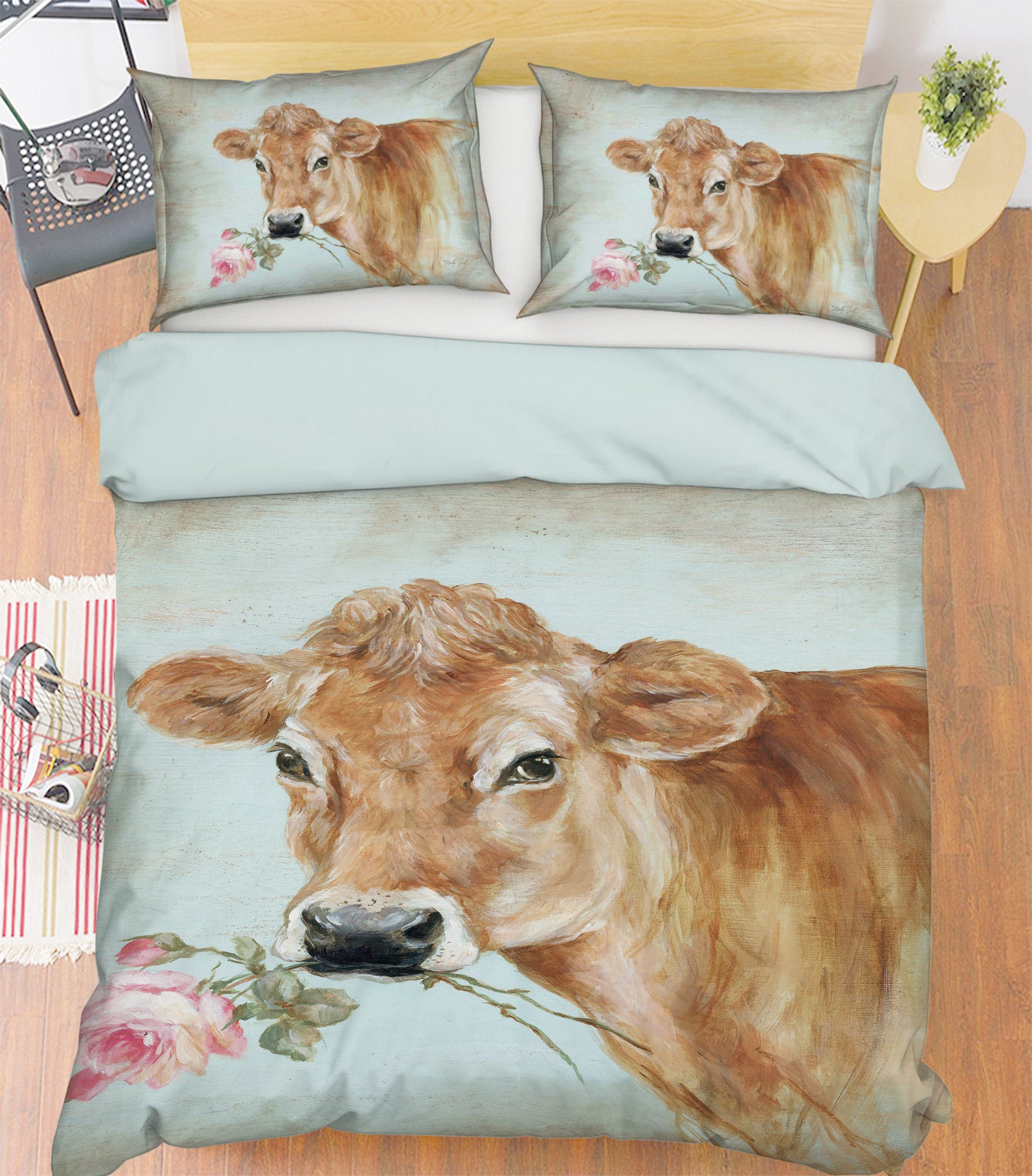 3D Cow Flower 2113 Debi Coules Bedding Bed Pillowcases Quilt