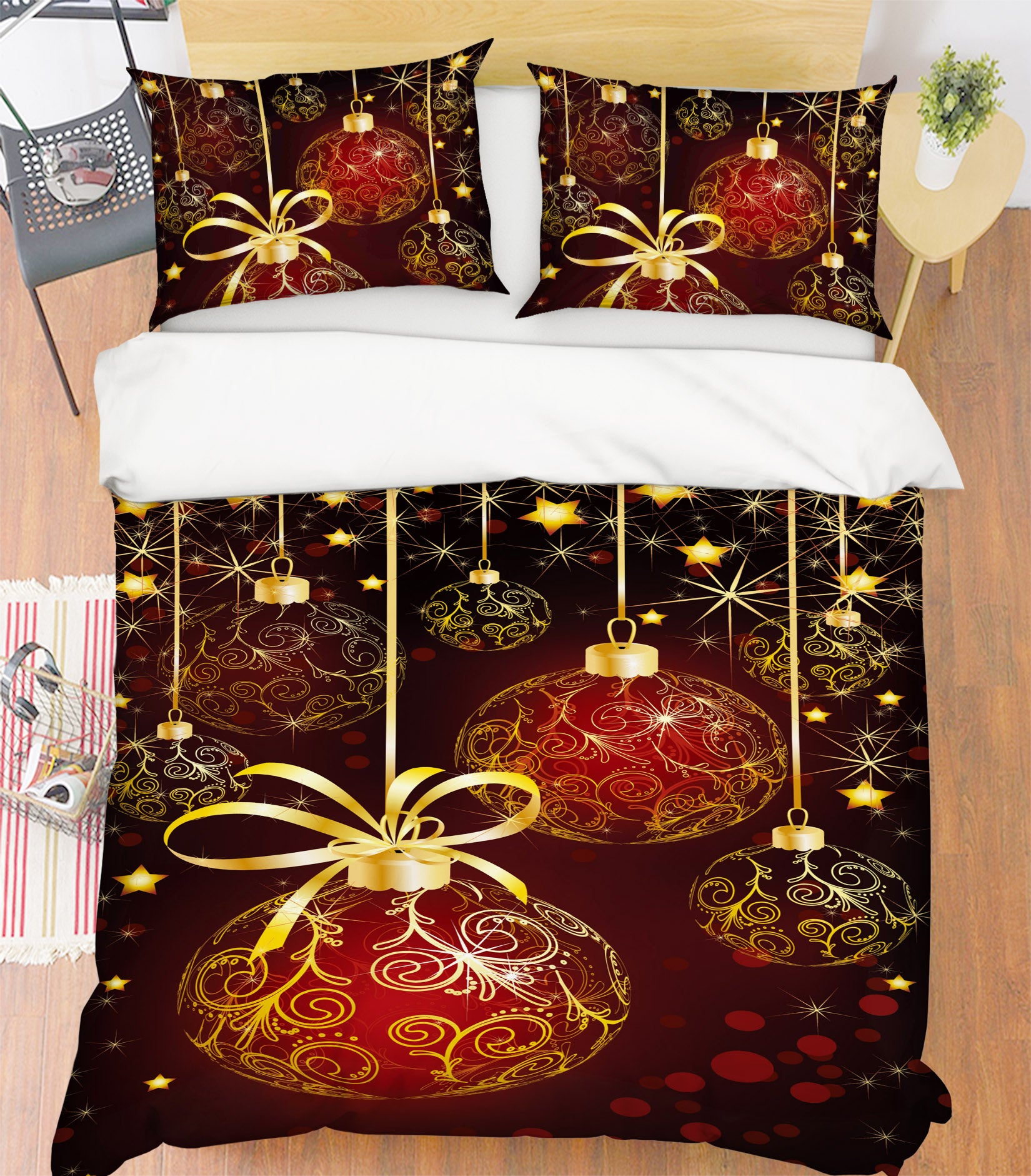 3D Ball Pendant 52219 Christmas Quilt Duvet Cover Xmas Bed Pillowcases