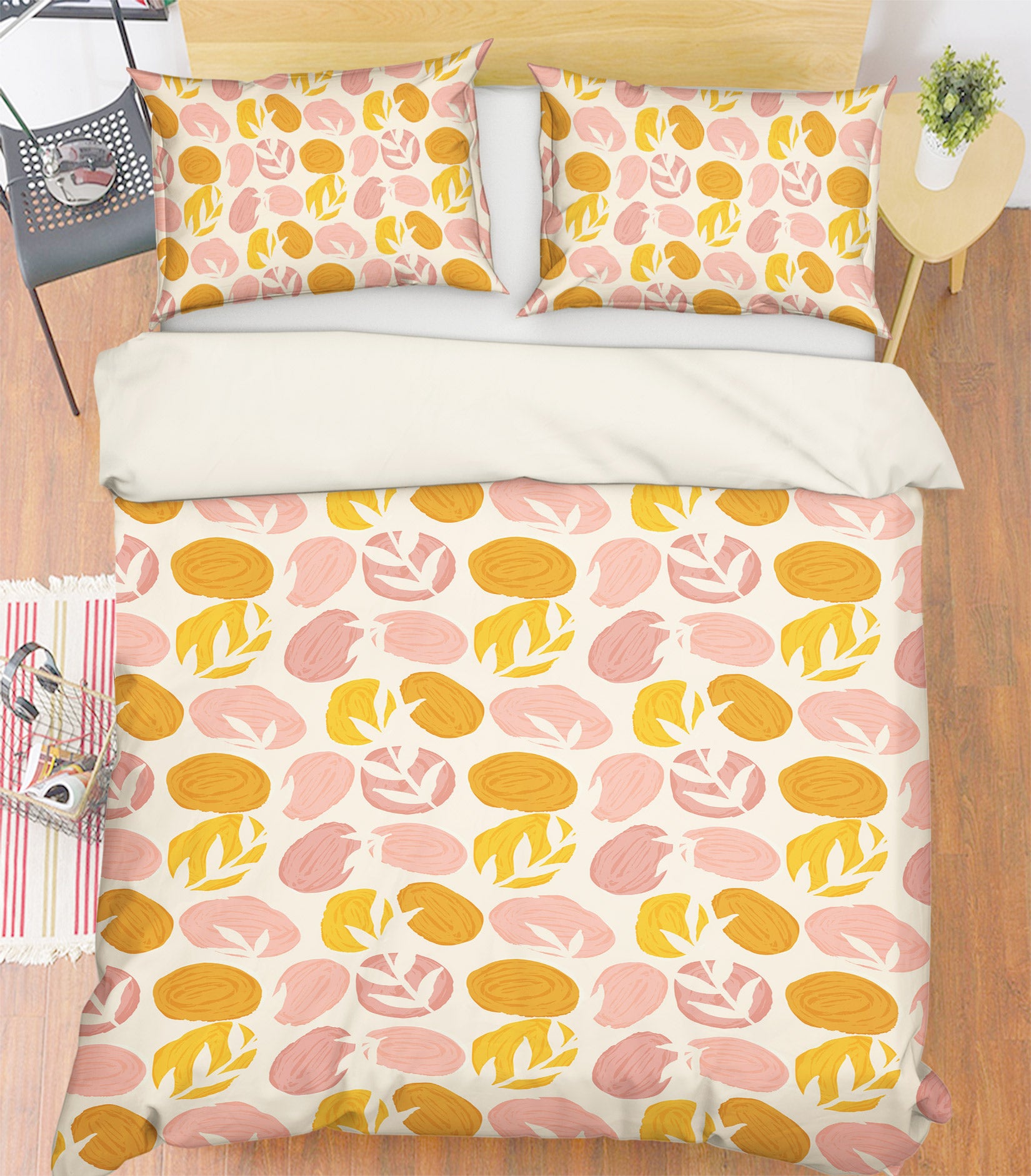 3D Pink Yellow Polka Dot Leavese 109120 Kashmira Jayaprakash Bedding Bed Pillowcases Quilt