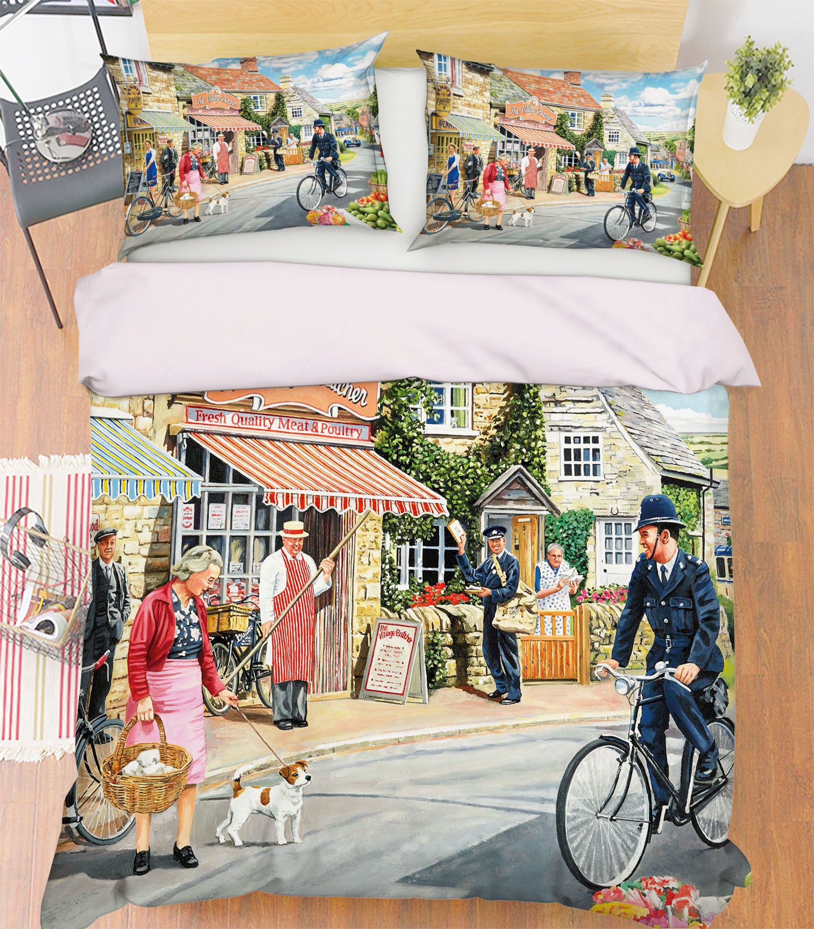 3D The Village High Street 2074 Trevor Mitchell bedding Bed Pillowcases Quilt