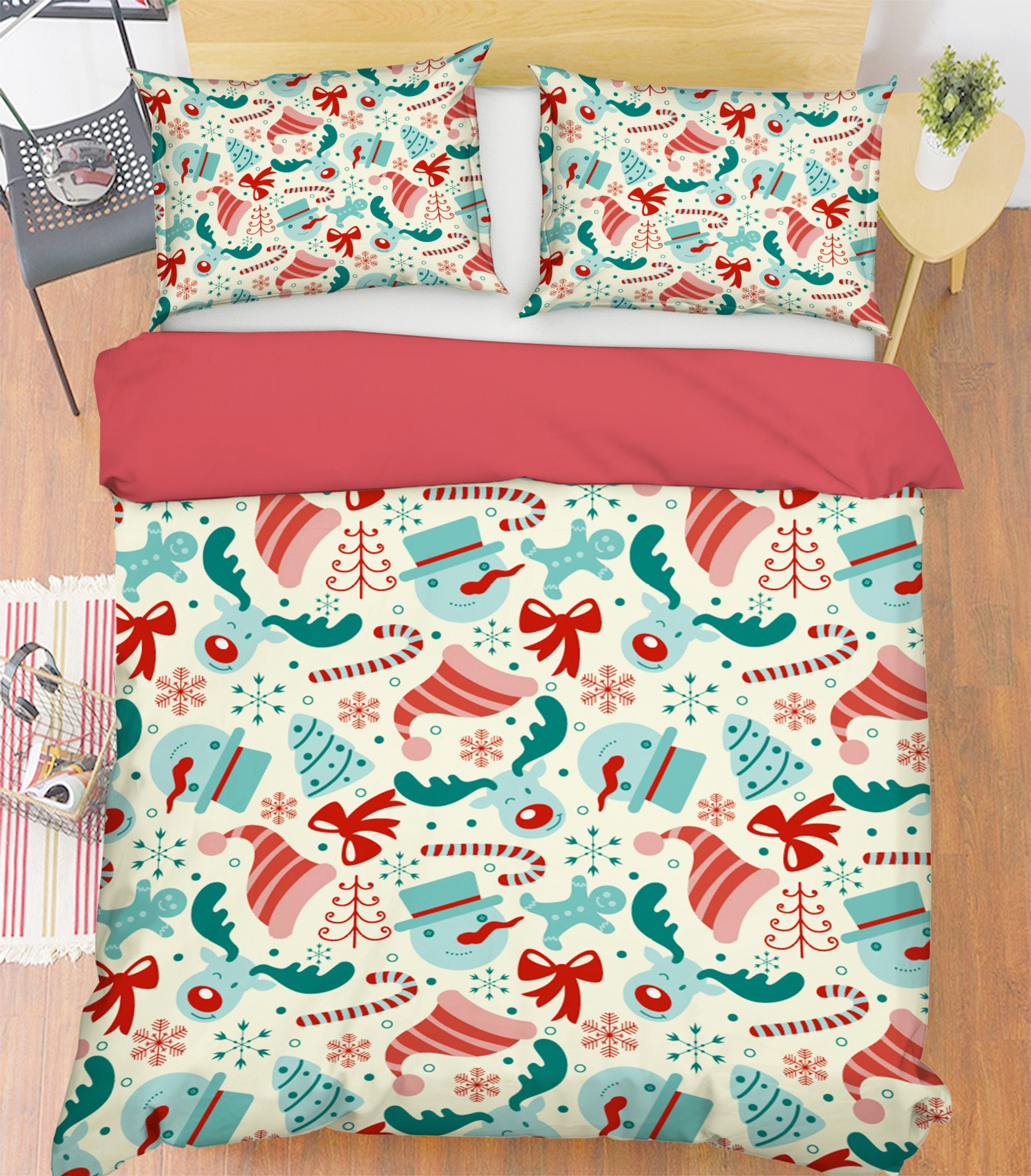 3D Snowman Hat Deer 31103 Christmas Quilt Duvet Cover Xmas Bed Pillowcases