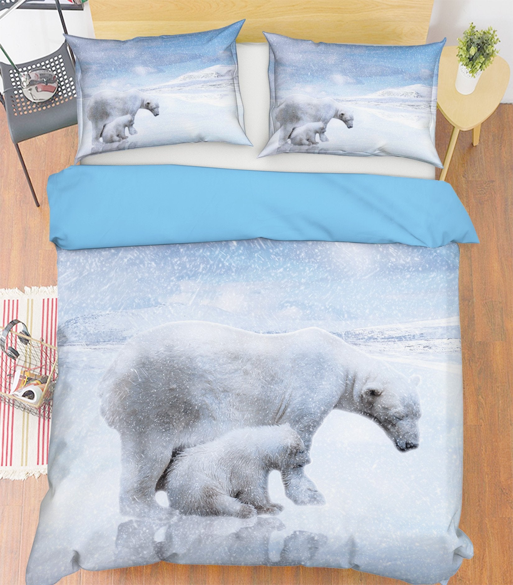 3D Polar Bear 1987 Bed Pillowcases Quilt Quiet Covers AJ Creativity Home 