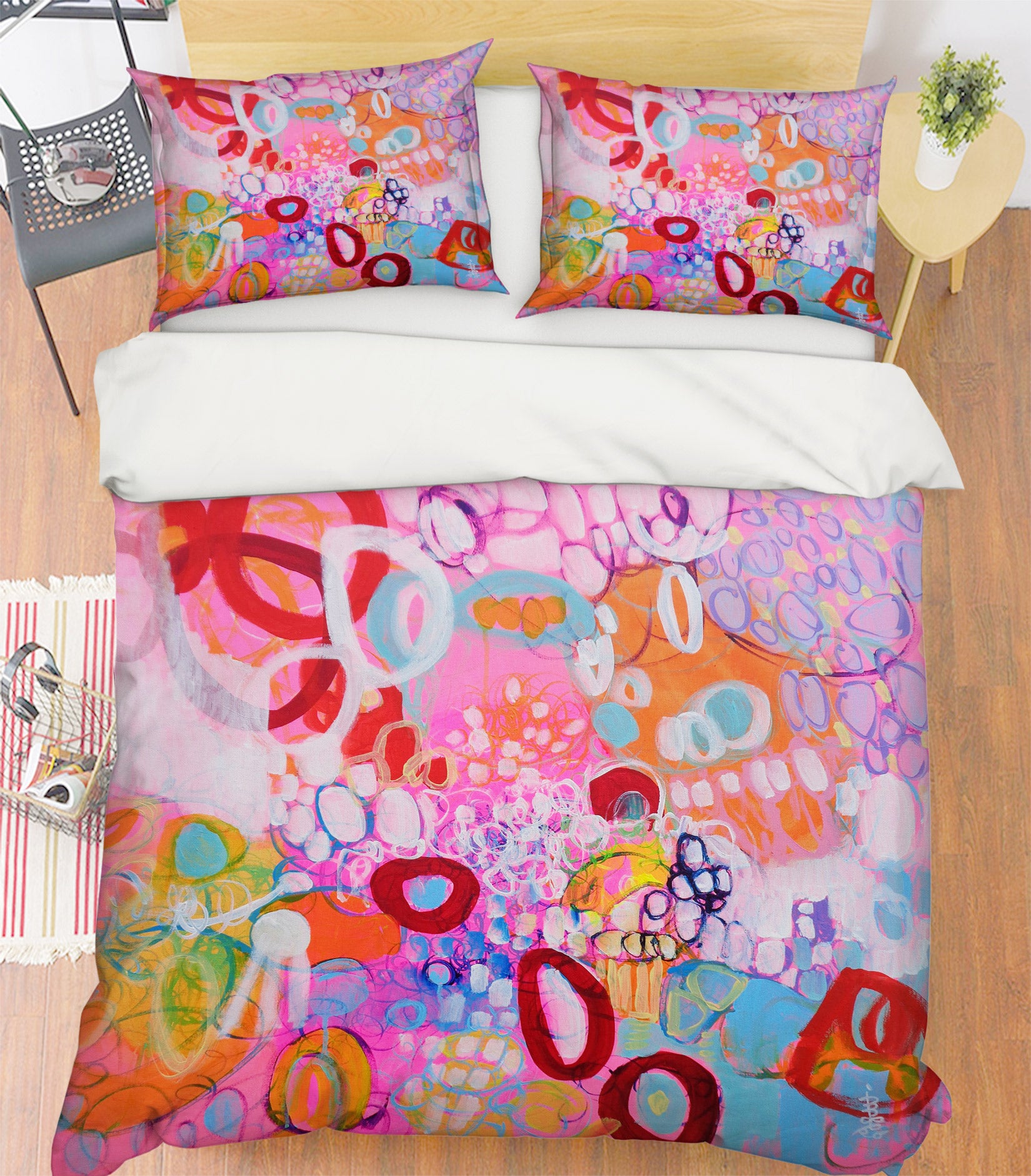 3D Red Circle Bubble 1153 Misako Chida Bedding Bed Pillowcases Quilt Cover Duvet Cover