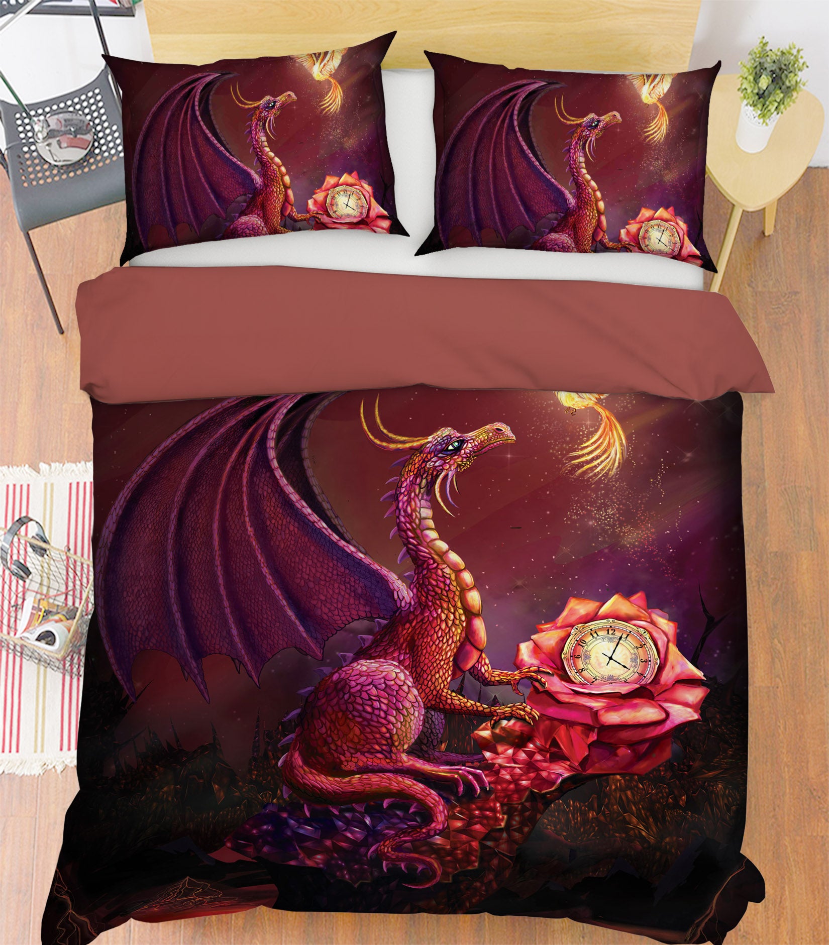 3D Phoenix Dragon 127 Rose Catherine Khan Bedding Bed Pillowcases Quilt