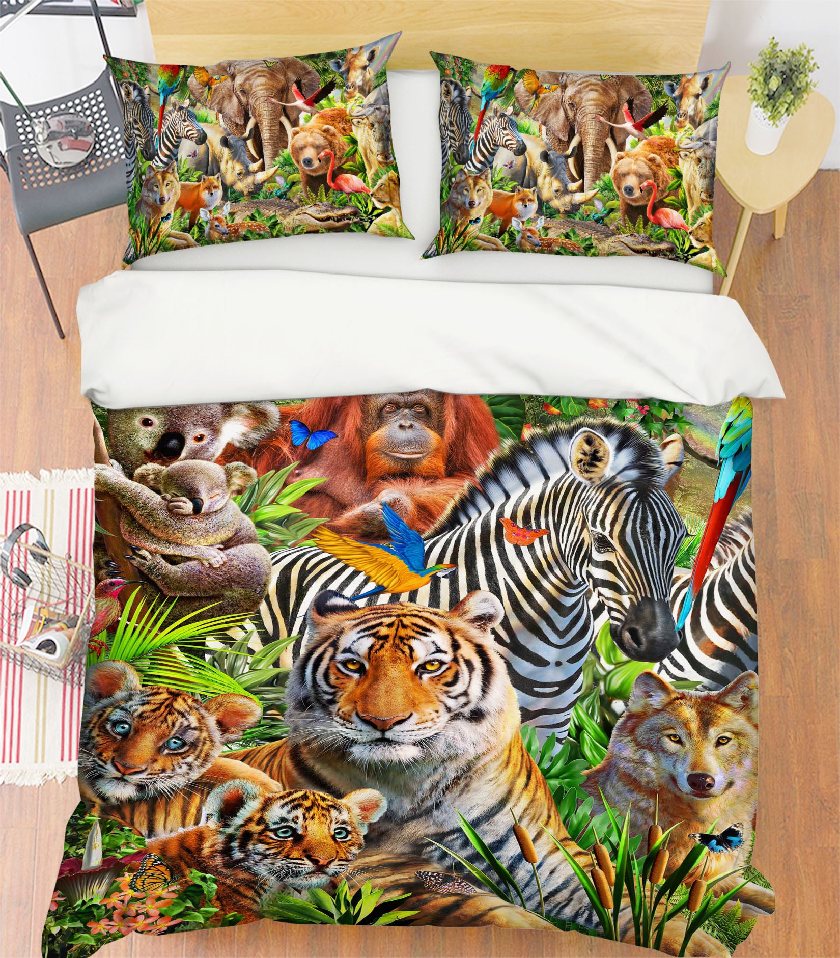 3D Animal World 2050 Adrian Chesterman Bedding Bed Pillowcases Quilt