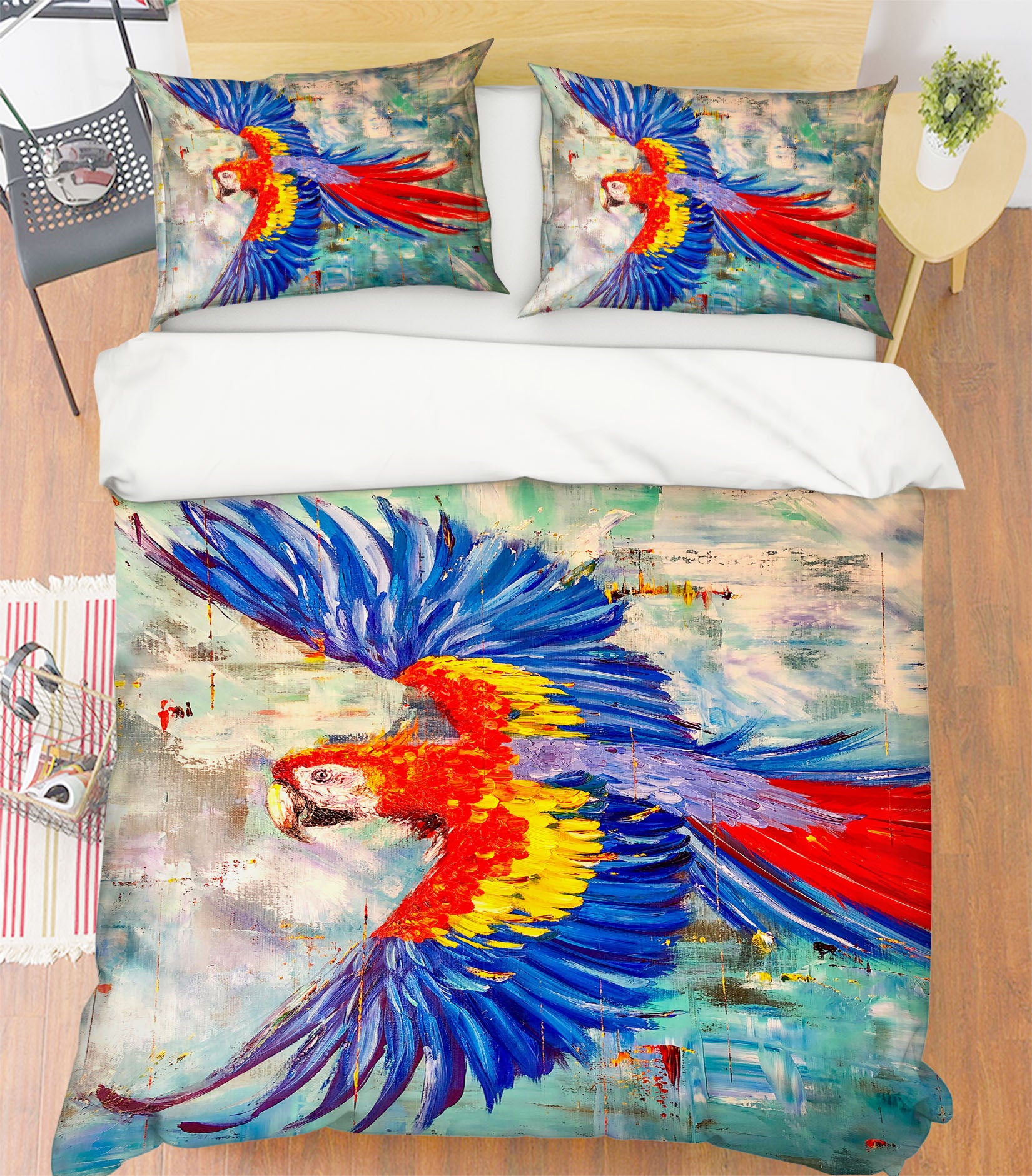 3D Watercolor Parrot 537 Skromova Marina Bedding Bed Pillowcases Quilt
