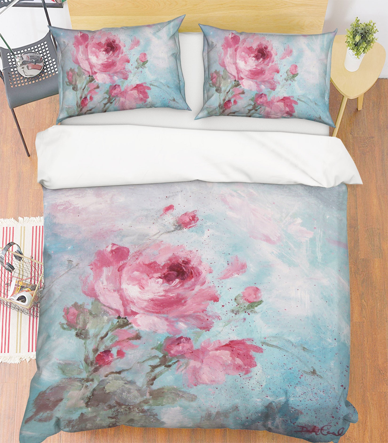 3D Pink Rose 2063 Debi Coules Bedding Bed Pillowcases Quilt