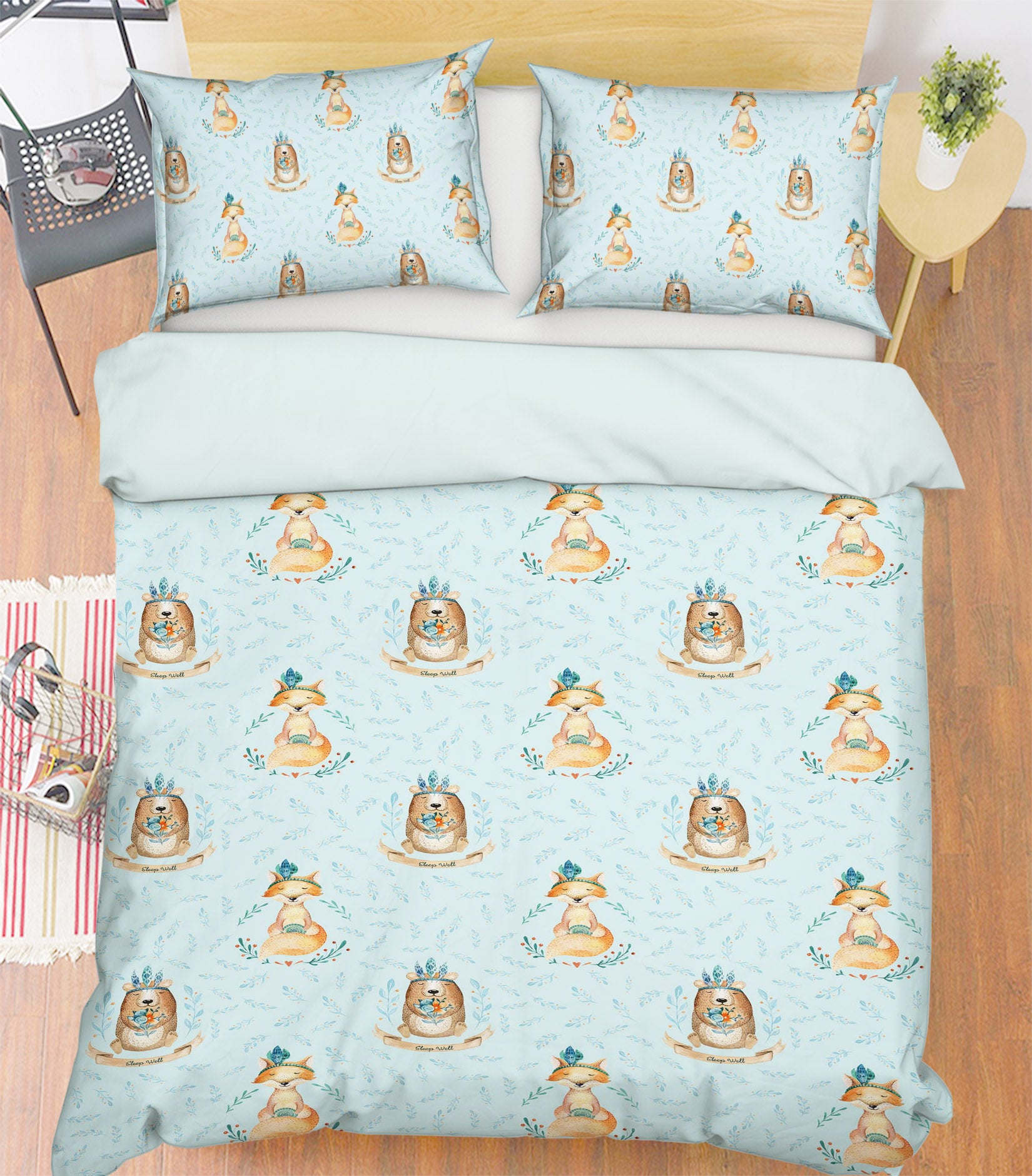 3D Grass Bear Fox 215 Uta Naumann Bedding Bed Pillowcases Quilt