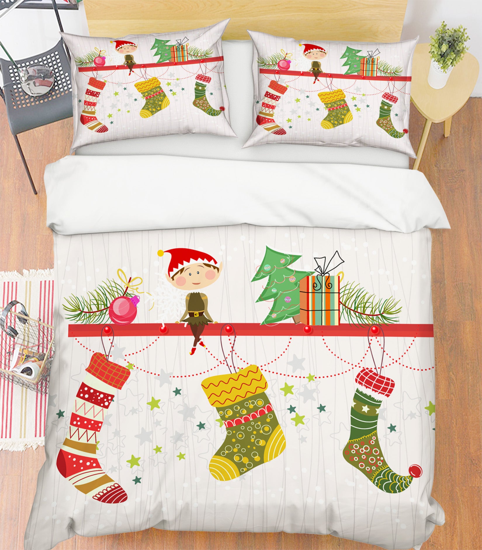 3D Sock 31096 Christmas Quilt Duvet Cover Xmas Bed Pillowcases