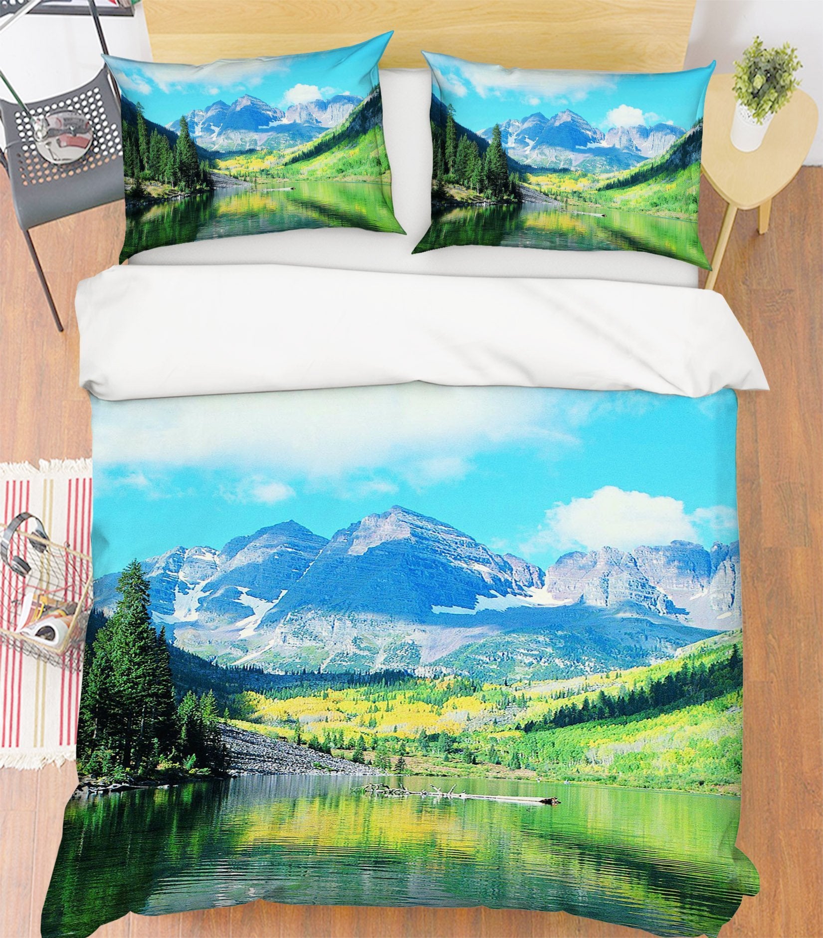 3D Mountain View Lake 082 Bed Pillowcases Quilt Wallpaper AJ Wallpaper 