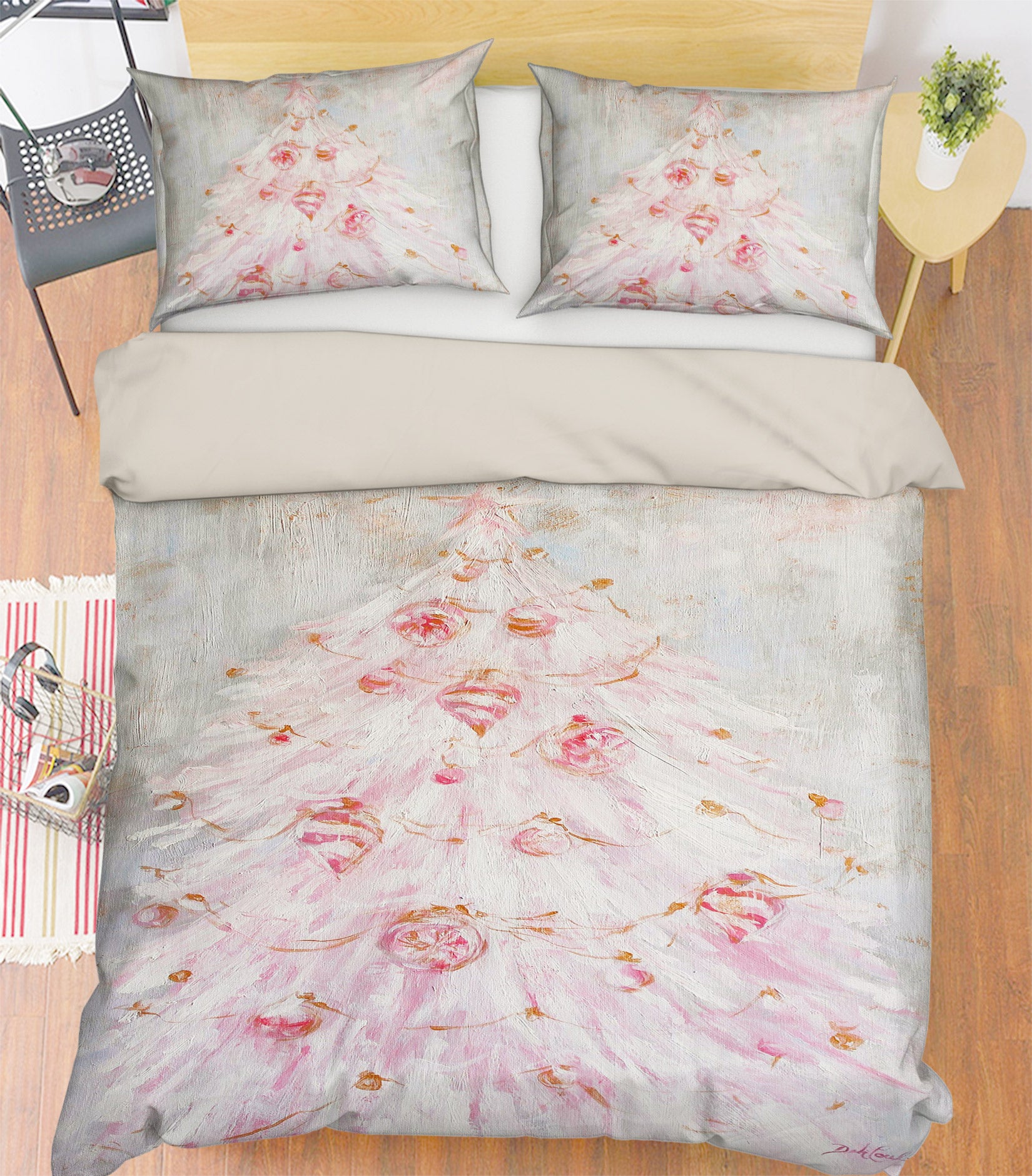 3D Girl Pink Flower Dress 2066 Debi Coules Bedding Bed Pillowcases Quilt