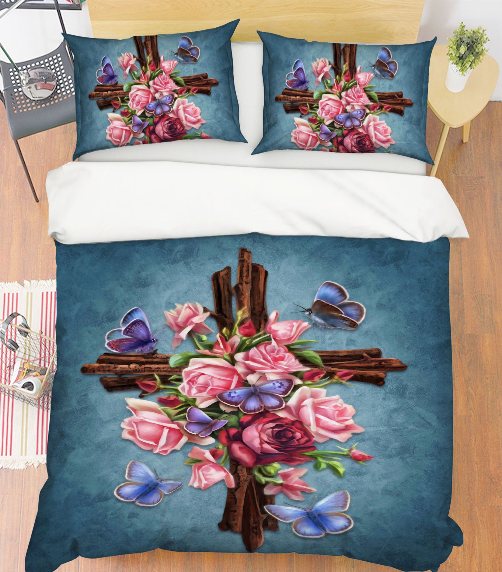 3D Rose Butterfly 8834 Brigid Ashwood Bedding Bed Pillowcases Quilt Cover Duvet Cover