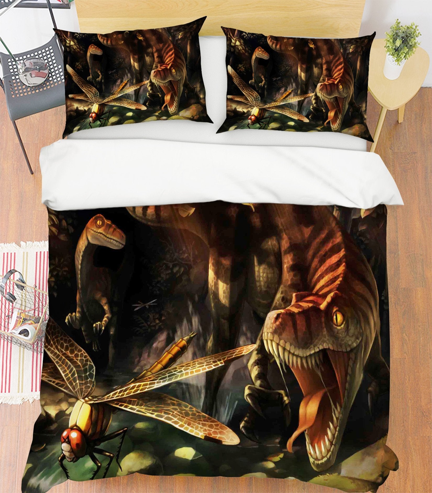 3D Dinosaur Dragonfly 103 Bed Pillowcases Quilt Wallpaper AJ Wallpaper 
