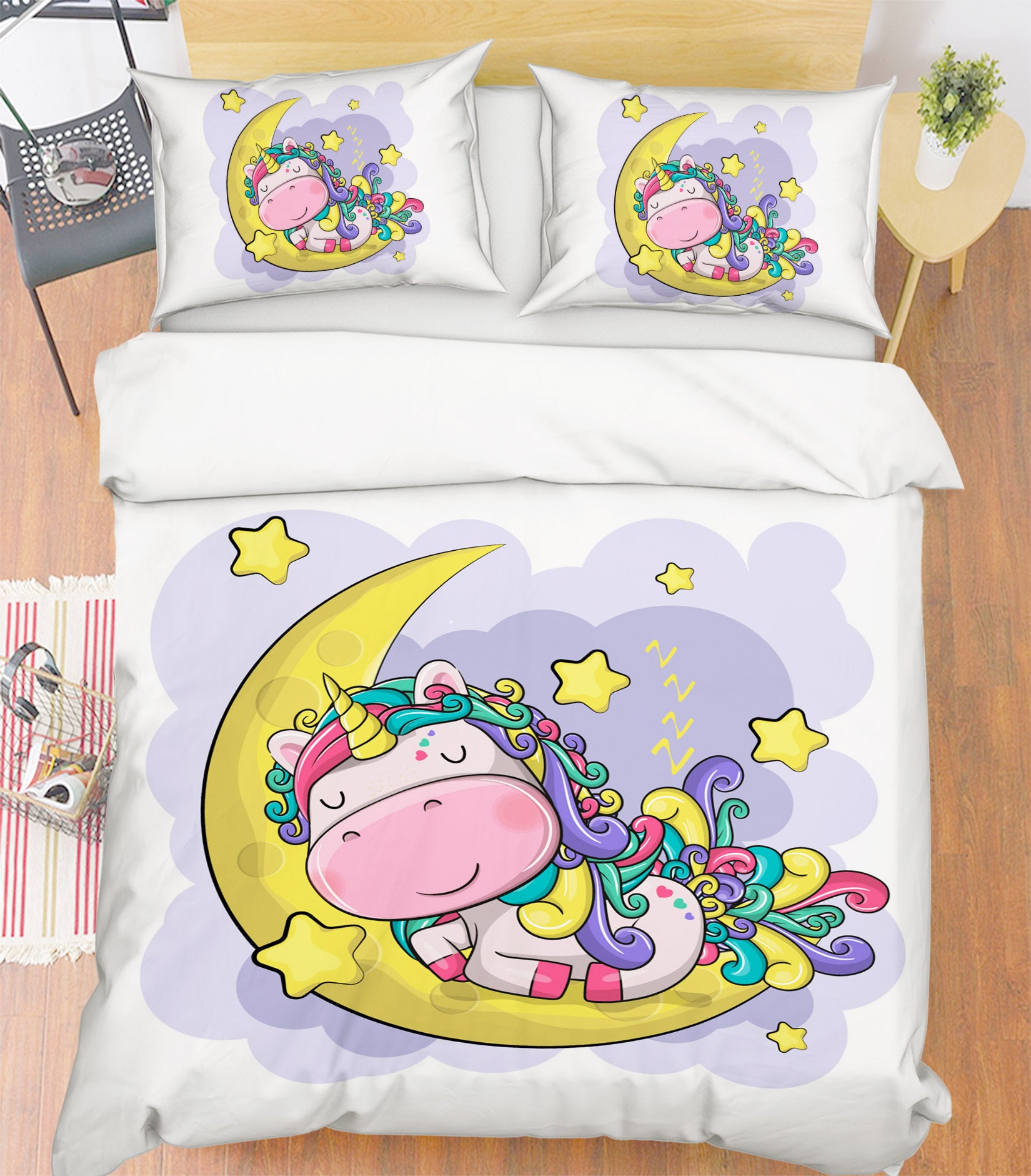 3D Moon Unicorn 63205 Bed Pillowcases Quilt