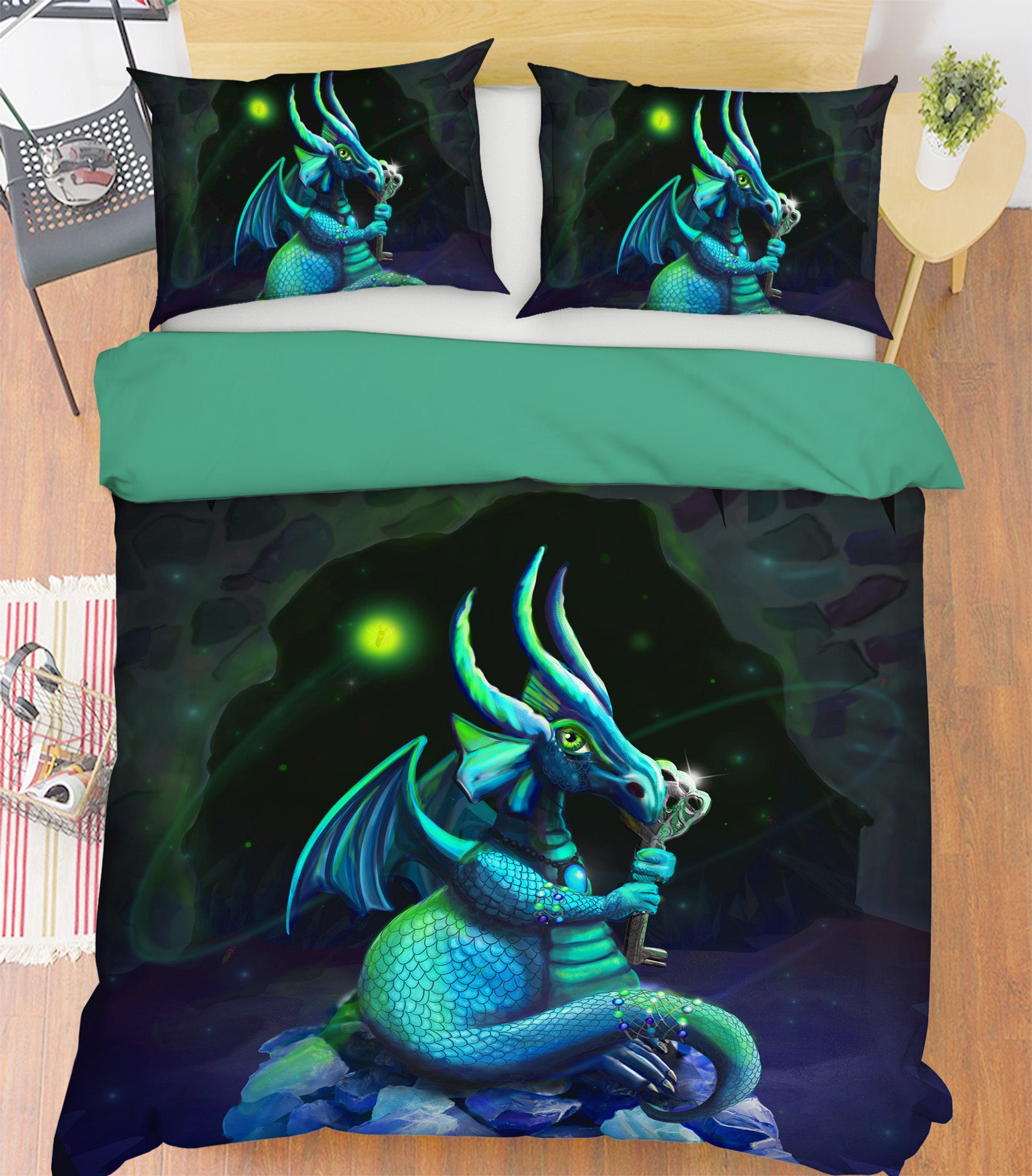 3D Night Dragon 103 Rose Catherine Khan Bedding Bed Pillowcases Quilt