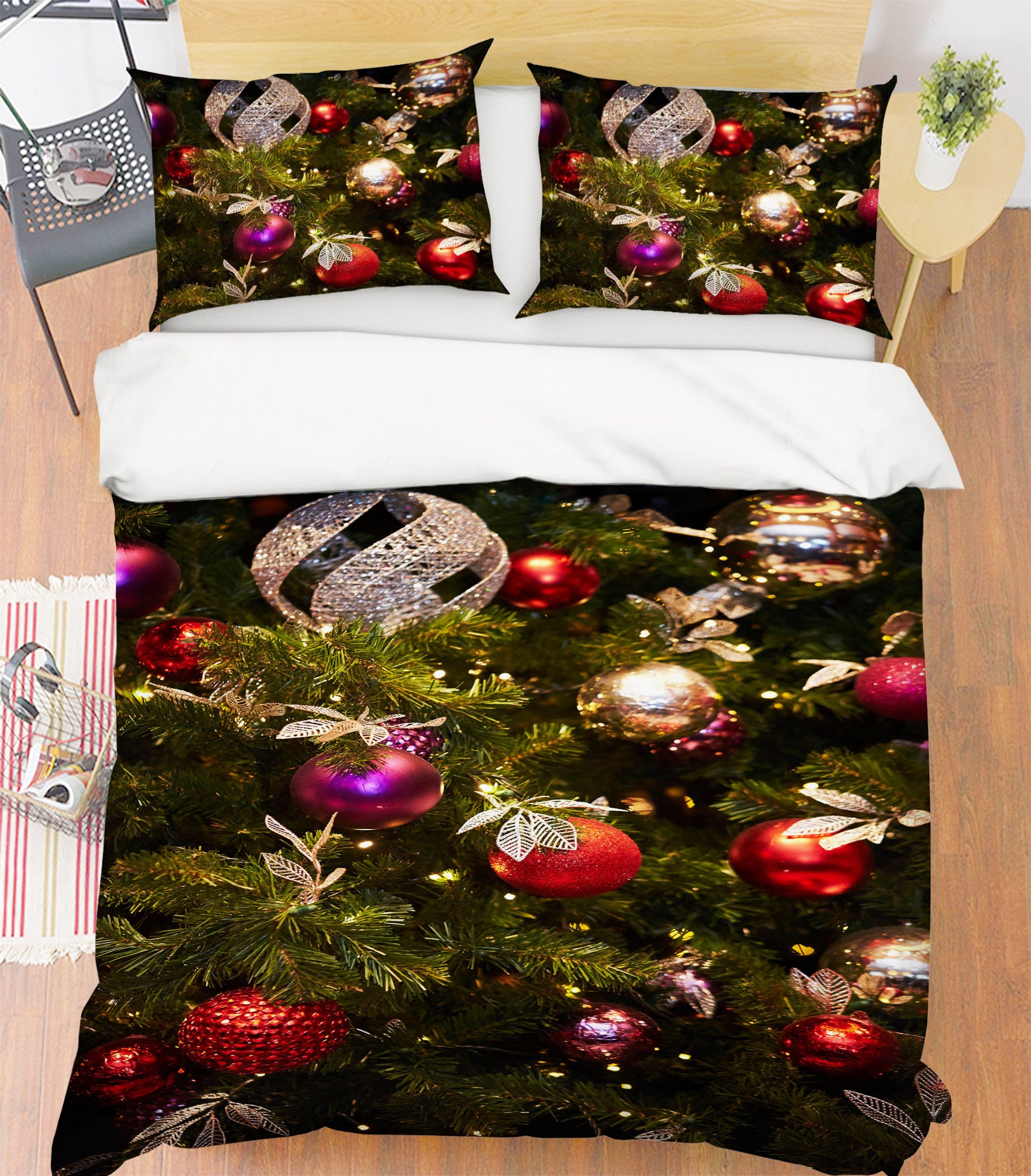 3D Red Ball Pendant 53017 Christmas Quilt Duvet Cover Xmas Bed Pillowcases