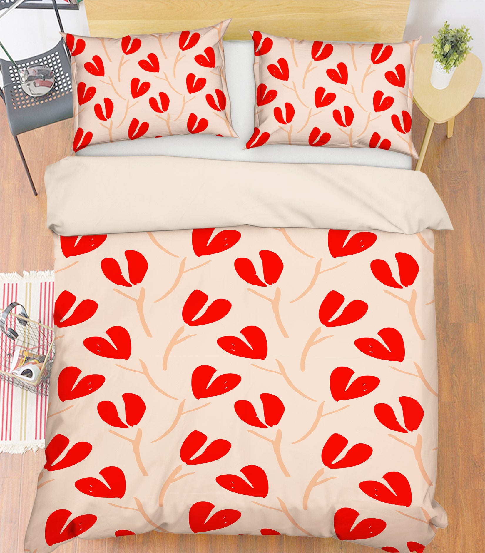 3D Red Heart Pattern 10982 Kashmira Jayaprakash Bedding Bed Pillowcases Quilt