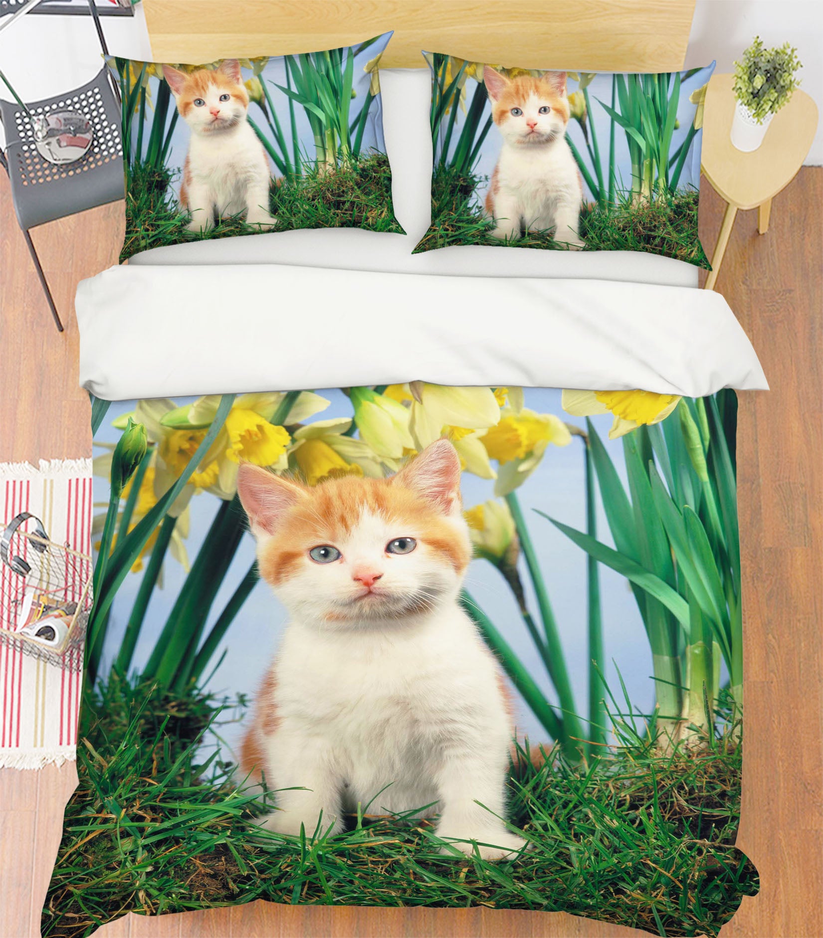 3D Cat Chrysanthemum 1903 Bed Pillowcases Quilt
