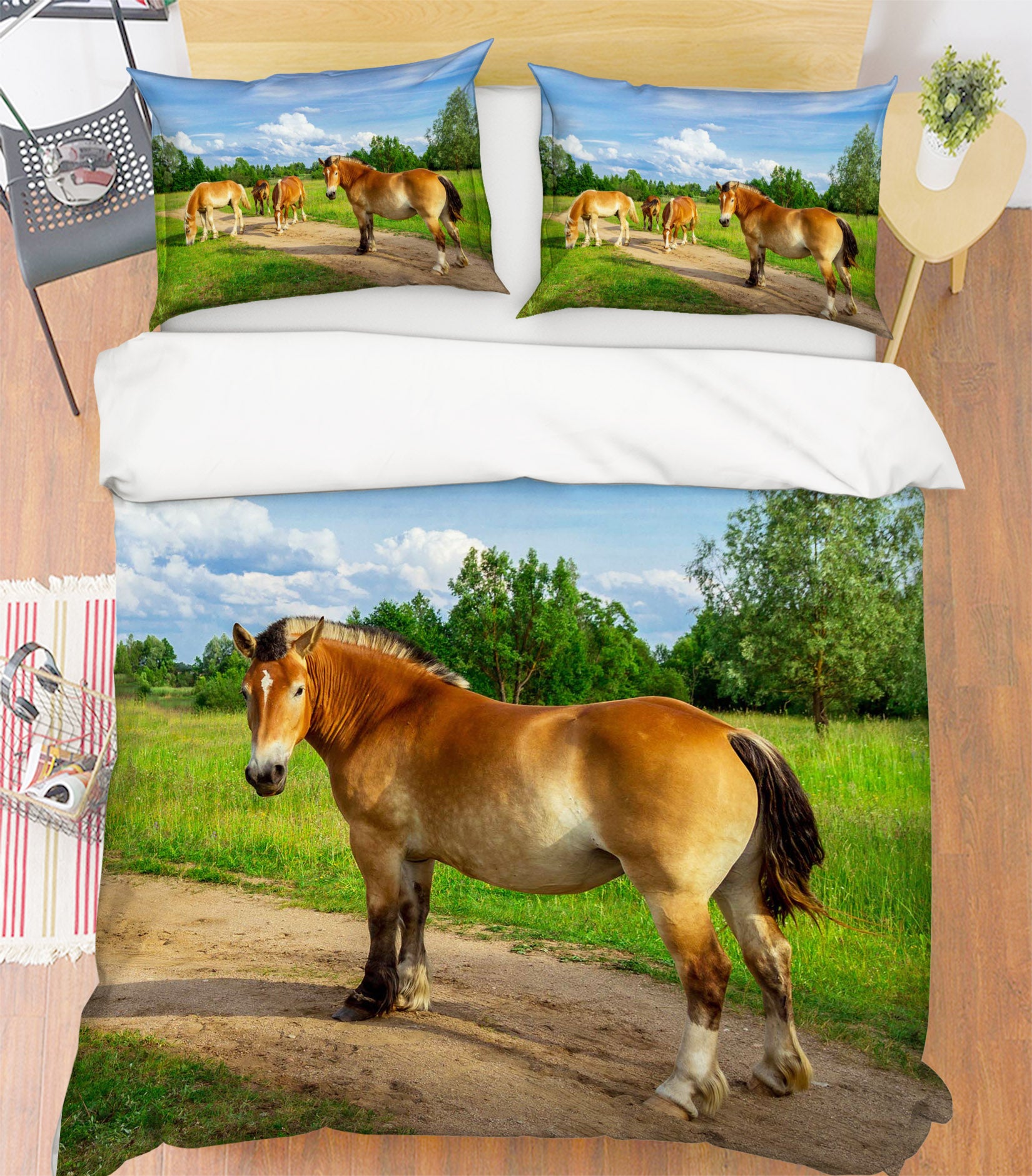 3D Painted Horse 1910 Bed Pillowcases Quilt