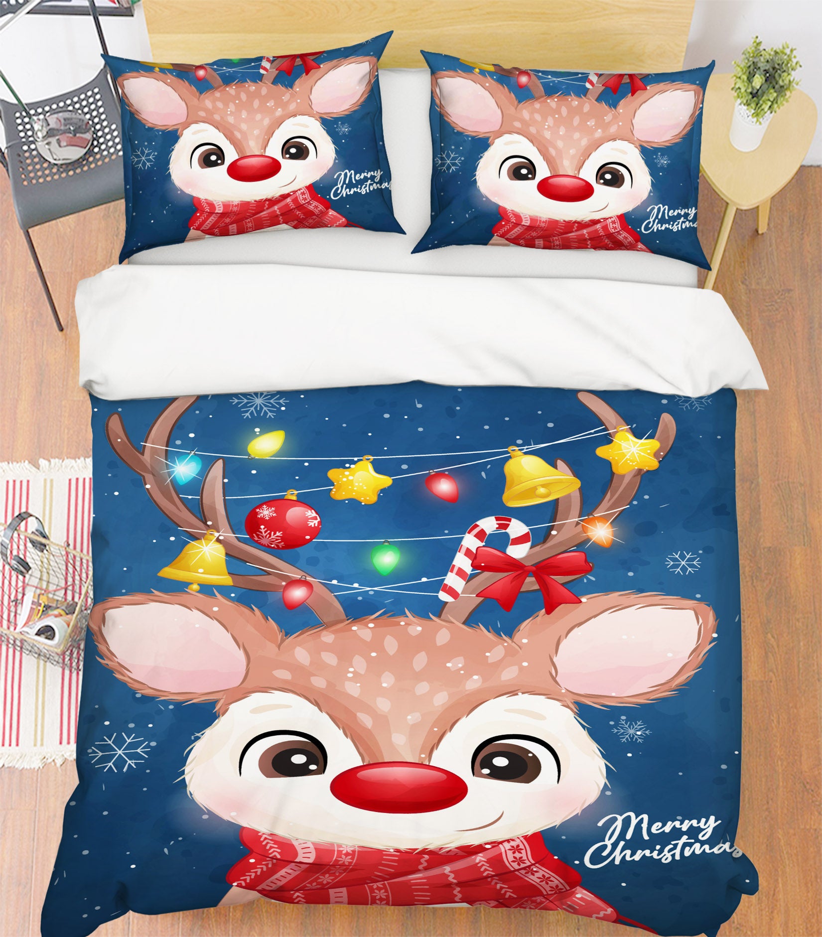3D Deer 52207 Christmas Quilt Duvet Cover Xmas Bed Pillowcases