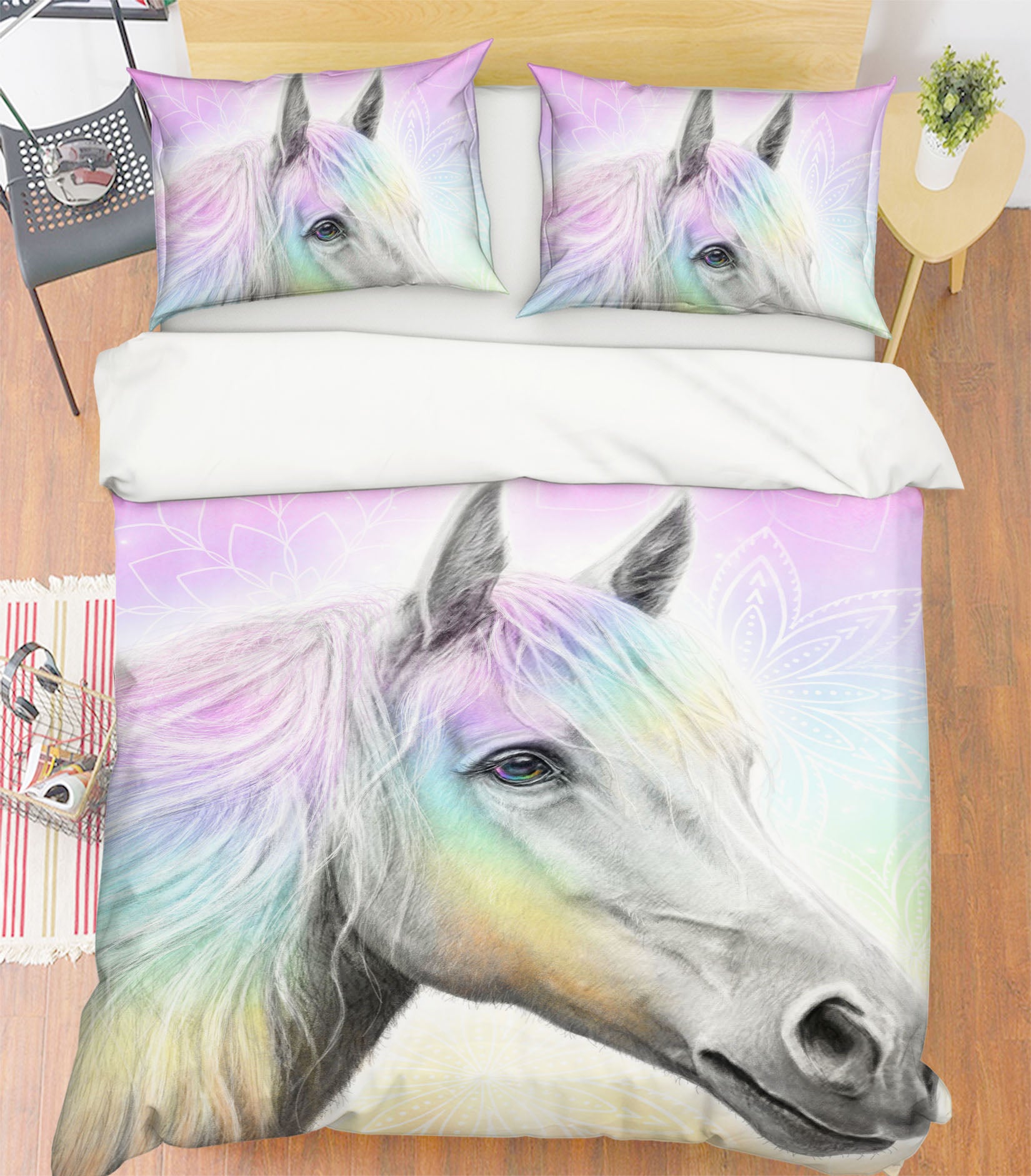 3D Rainbow Horse 8585 Sheena Pike Bedding Bed Pillowcases Quilt Cover Duvet Cover