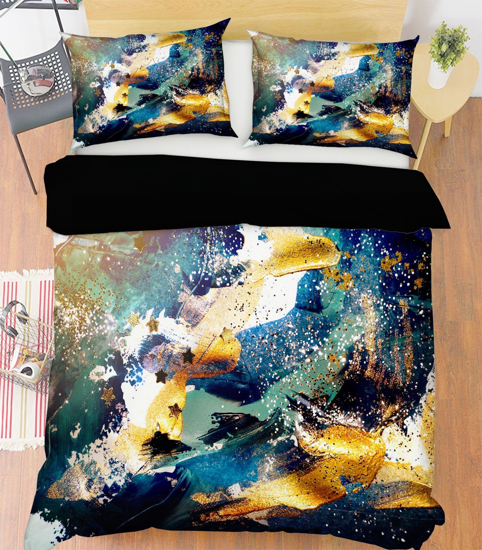 3D Gold Water Abstract 058 Bed Pillowcases Quilt Wallpaper AJ Wallpaper 