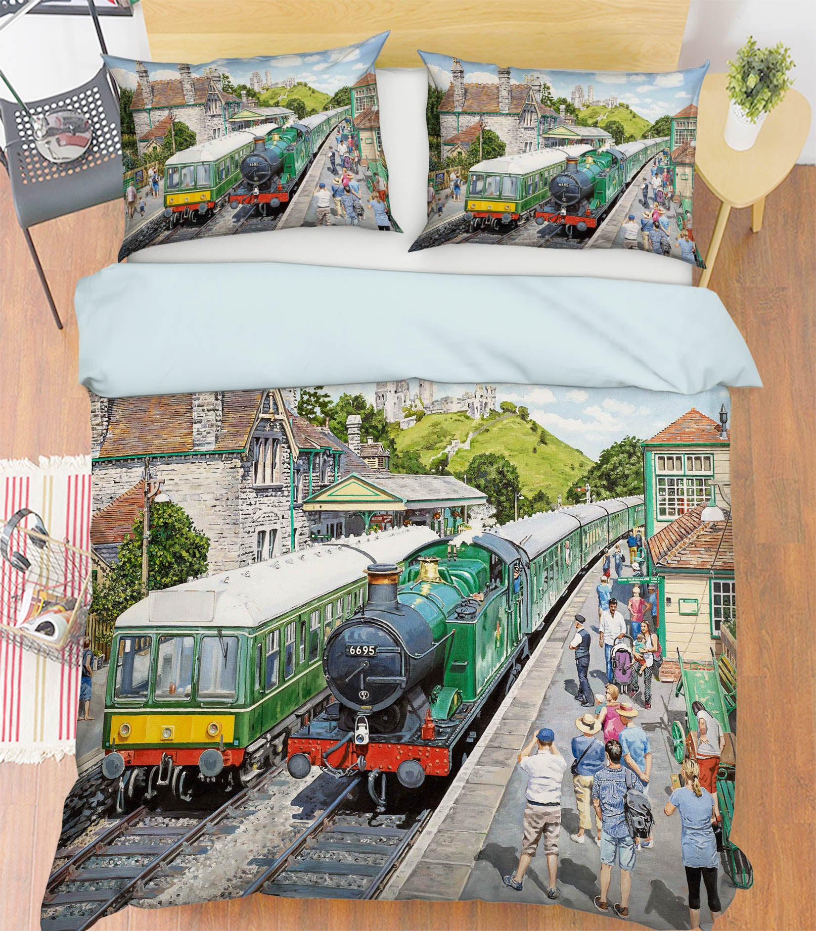 3D Corfe Castle Station 2015 Trevor Mitchell bedding Bed Pillowcases Quilt