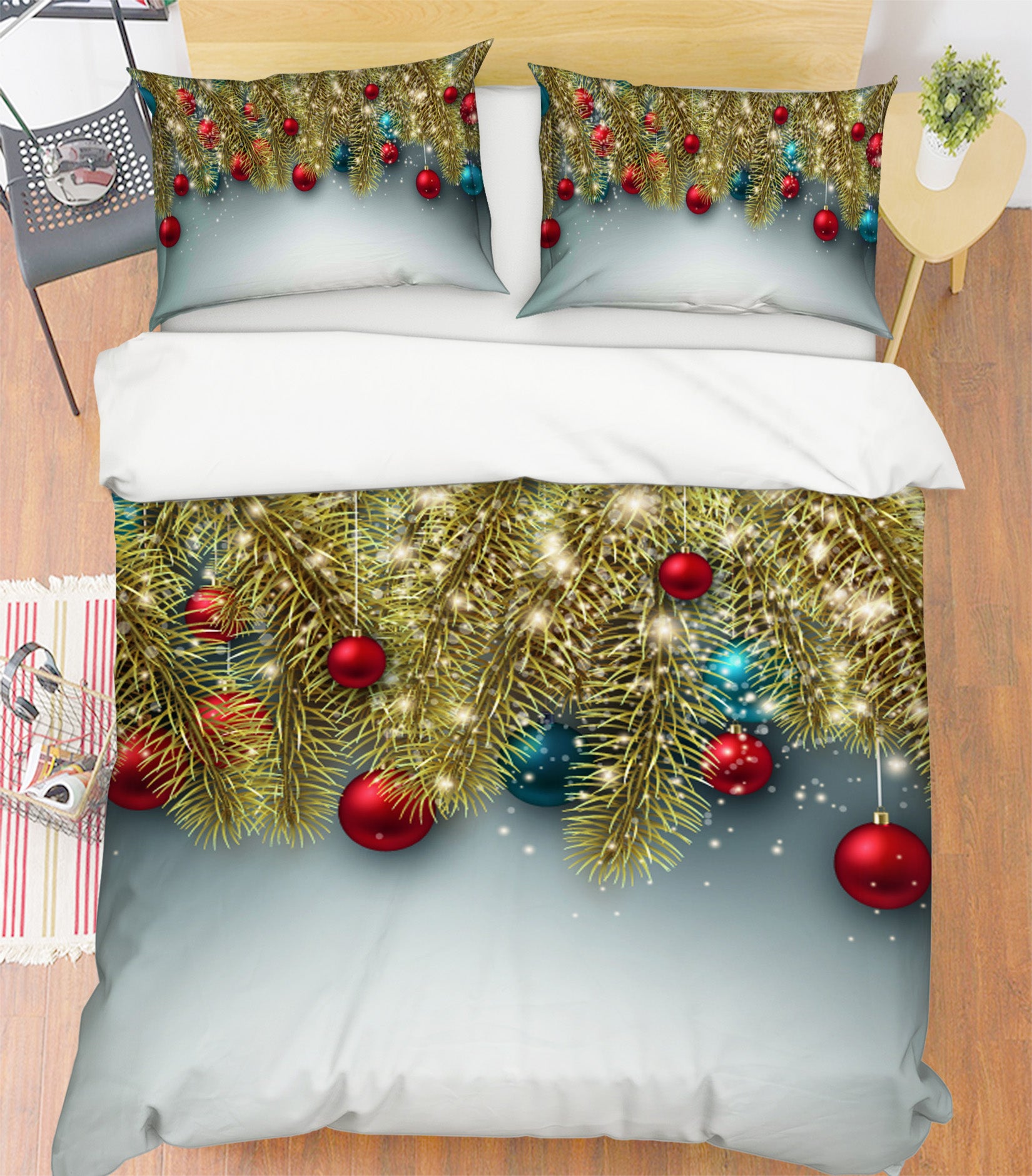 3D Golden Branches Ball 53026 Christmas Quilt Duvet Cover Xmas Bed Pillowcases
