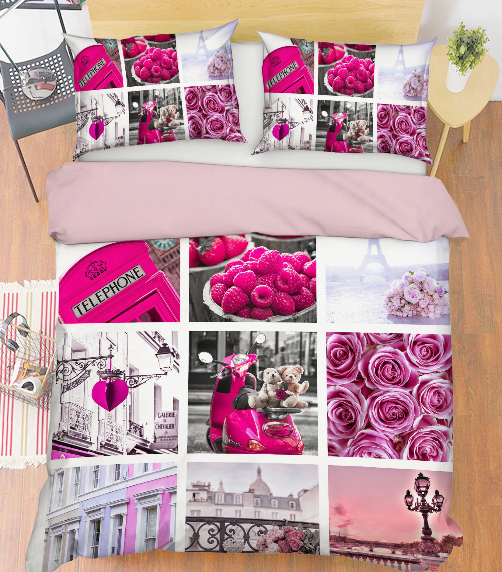 3D Rose Strawberry 1036 Assaf Frank Bedding Bed Pillowcases Quilt
