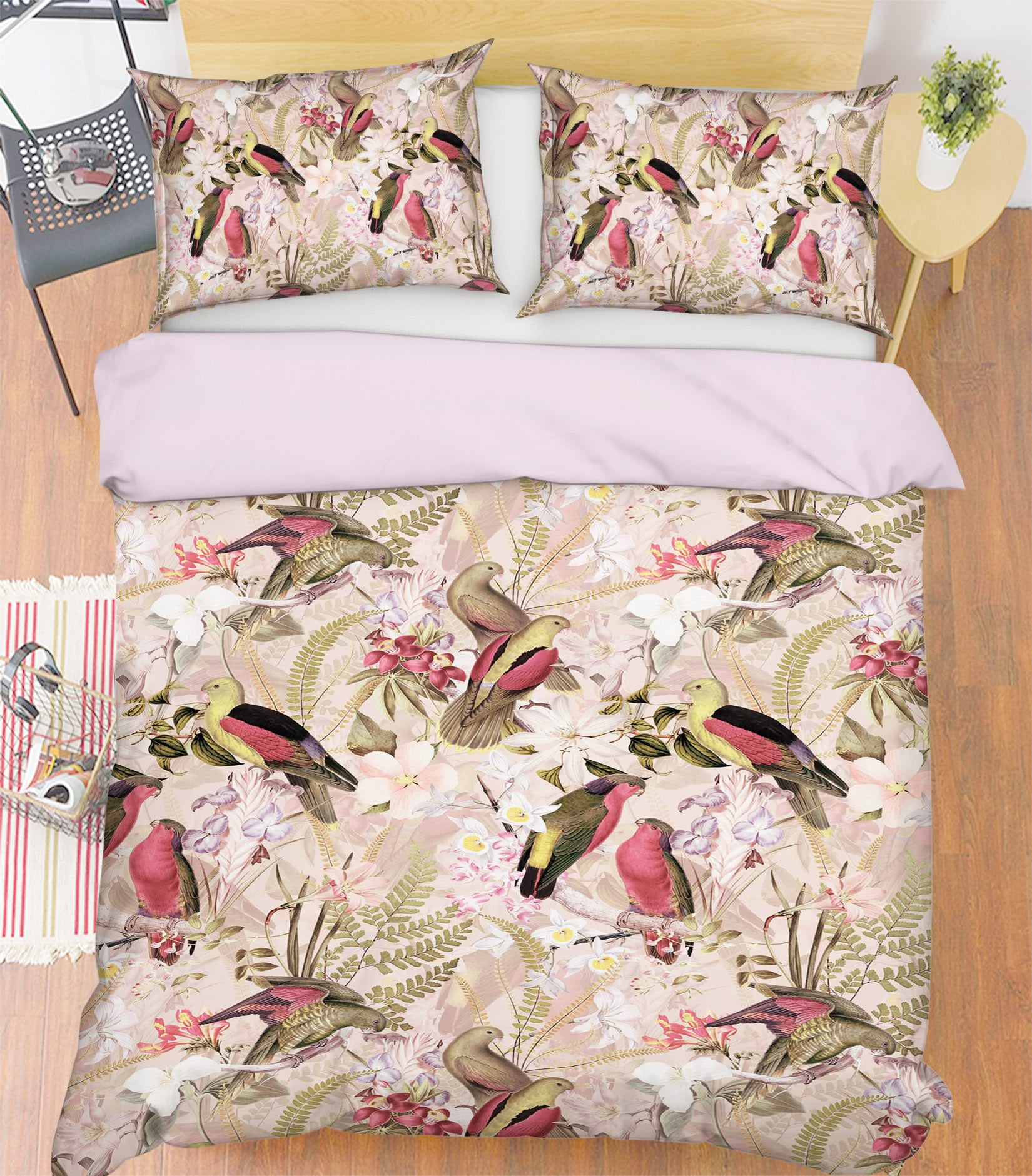 3D Parrot Flower 101 Uta Naumann Bedding Bed Pillowcases Quilt