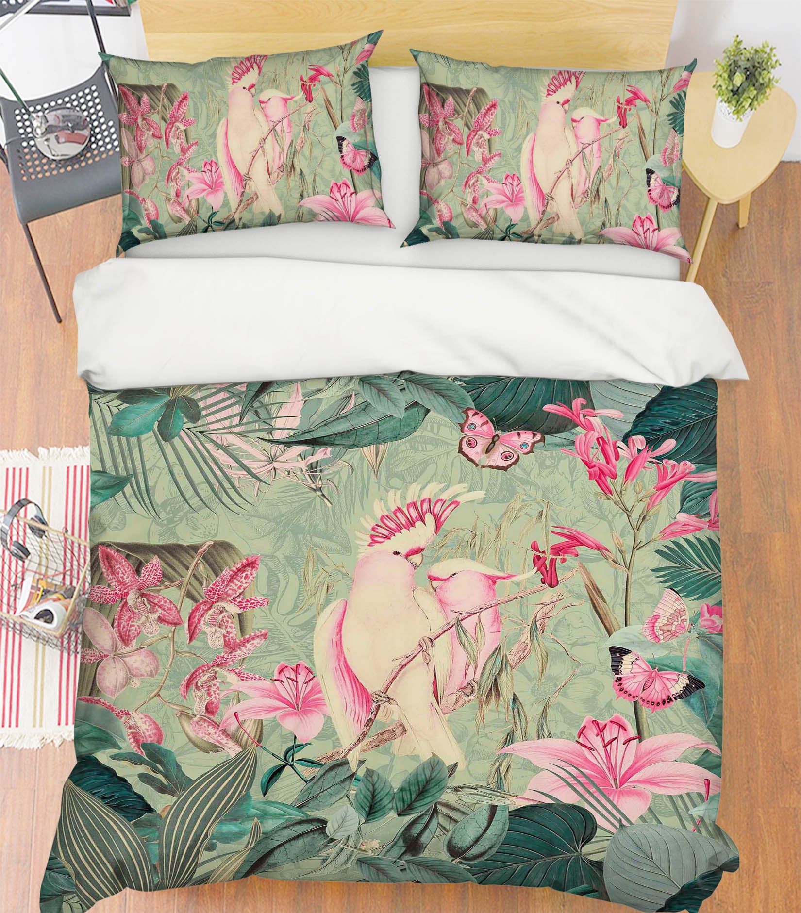 3D Cockatoos And Butterflies 2110 Andrea haase Bedding Bed Pillowcases Quilt