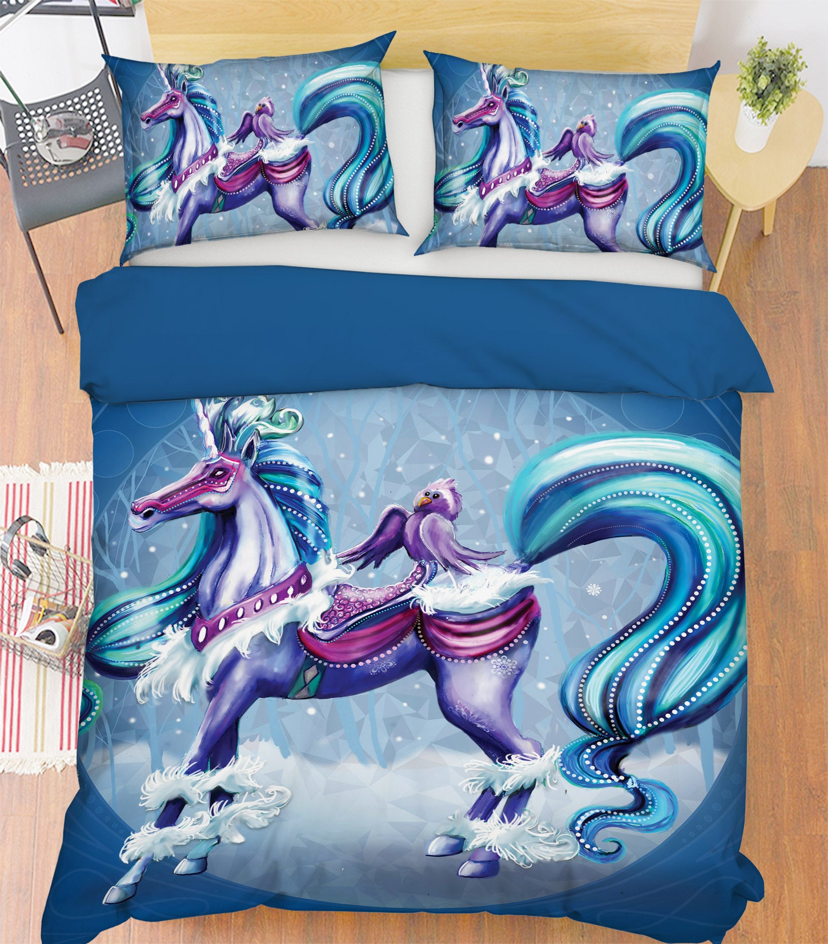 3D Cold Unicorn 132 Rose Catherine Khan Bedding Bed Pillowcases Quilt