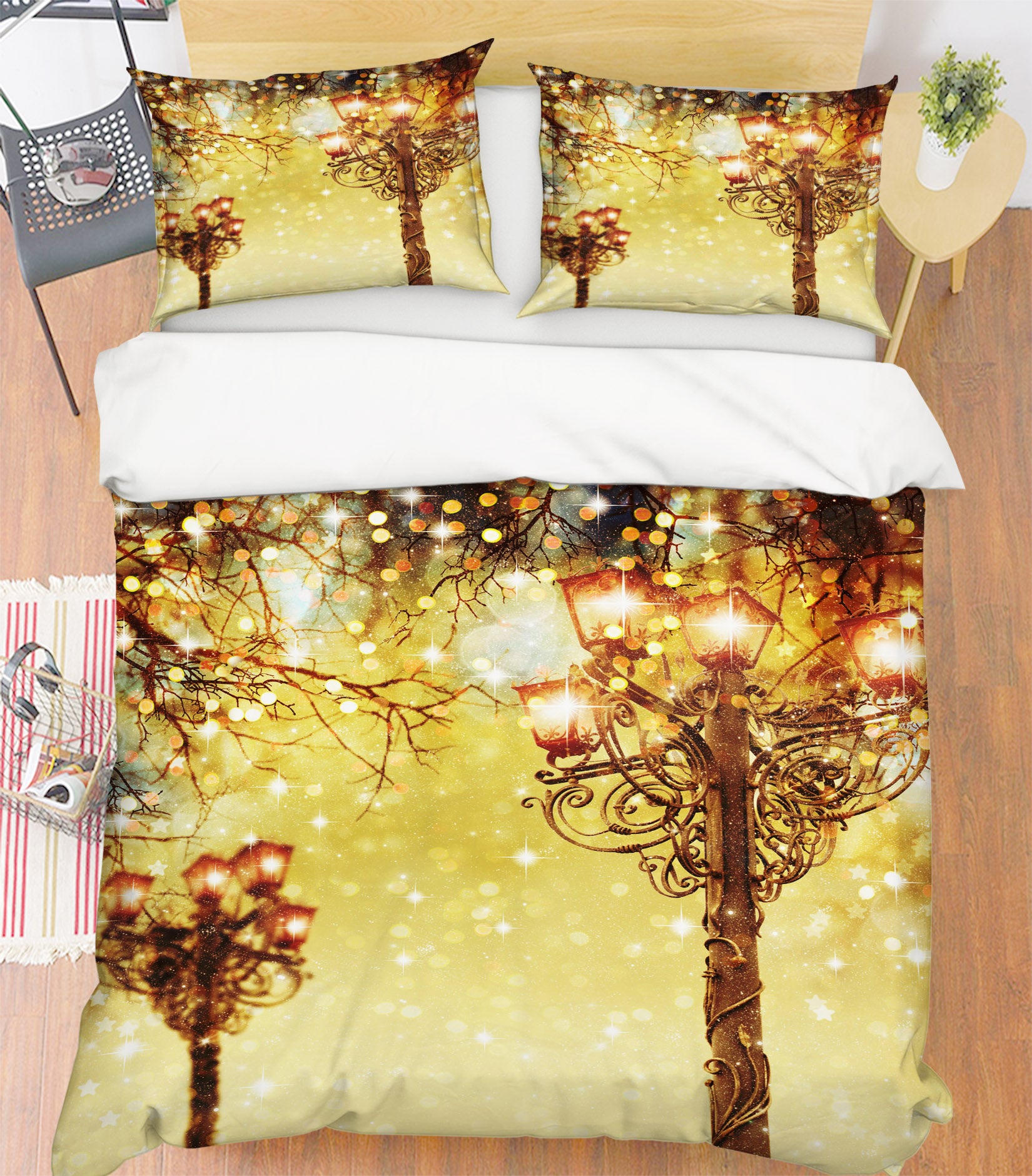 3D Street Lamp 52237 Christmas Quilt Duvet Cover Xmas Bed Pillowcases
